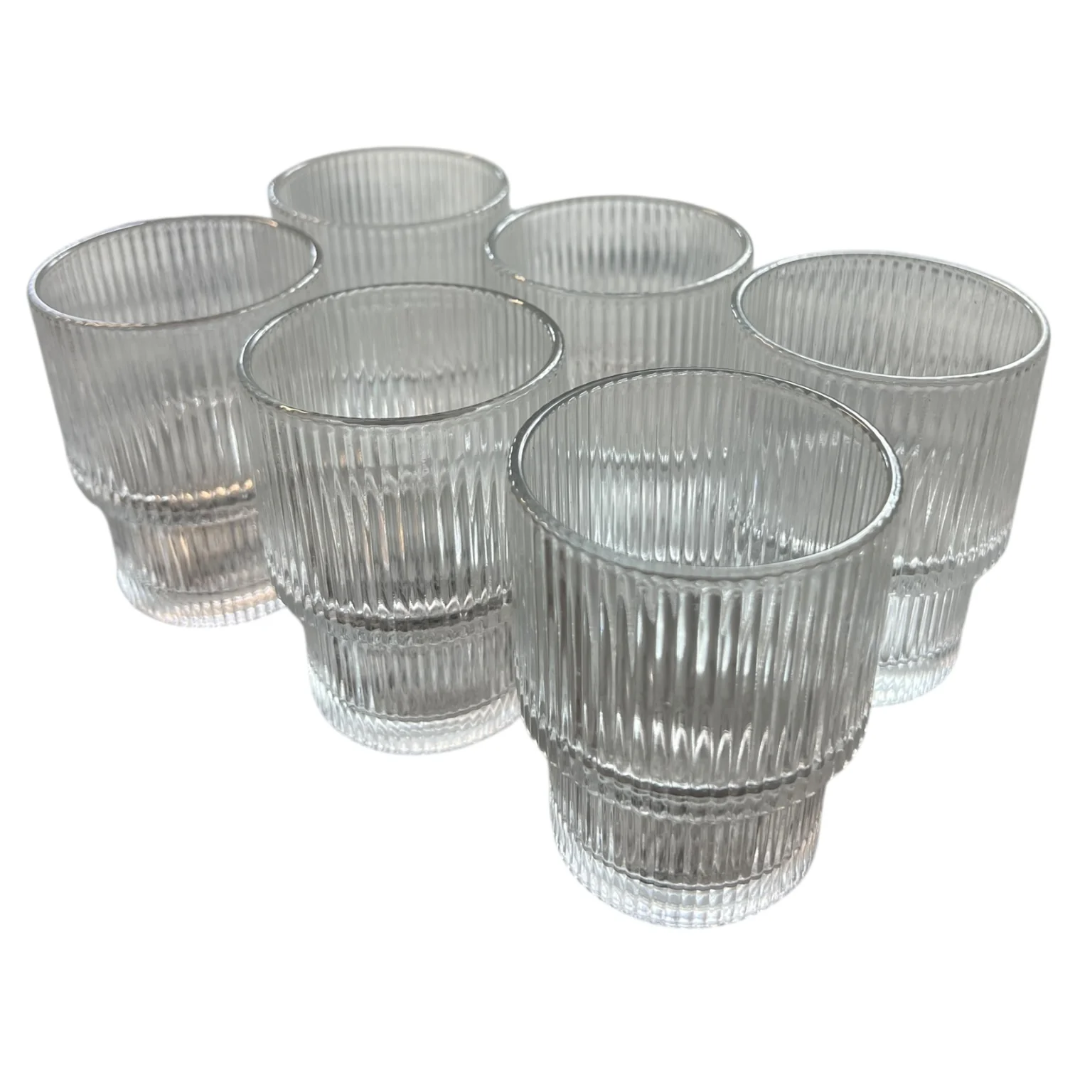 🥃 Set de 6 Vasos de Vidrio con Diseño Acanalado – Elegancia para tu Mesa - Image 3