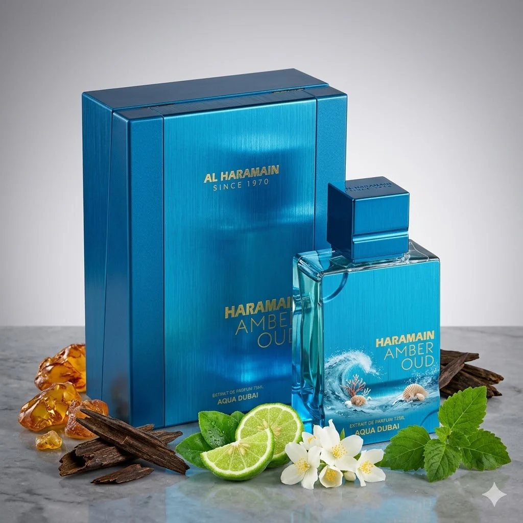 Al Haramain Amber Oud Aqua Dubai Extrait de Parfum 100 ml – Frescura acuática, frutal y elegante