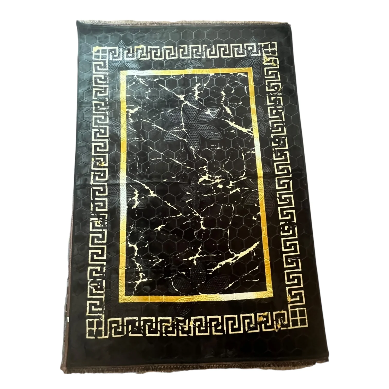 Alfombra Clásica Negra y detalles Dorados con Cenefa de Inspiración Oriental – Estilo Árabe - Image 4