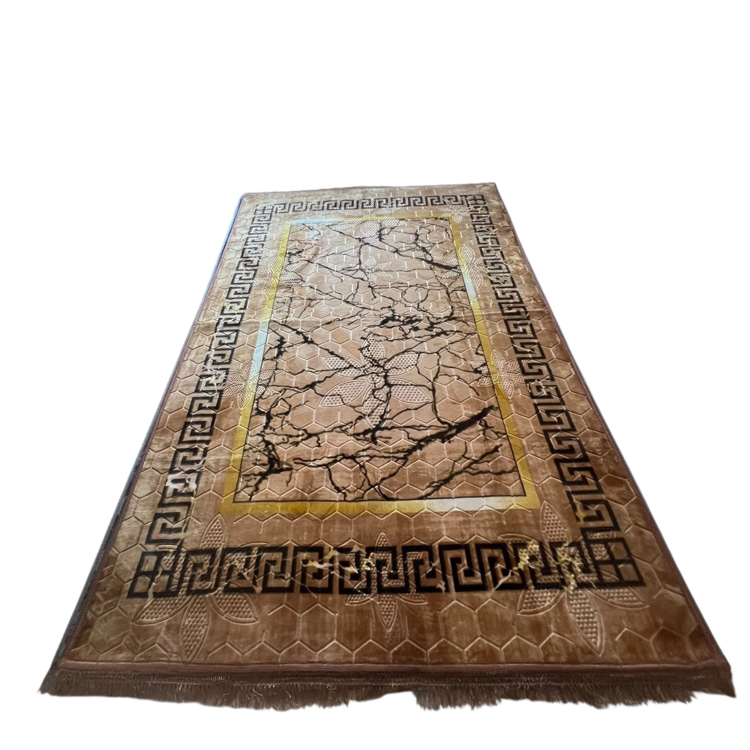 Alfombra Clásica Beige y detalles Dorados con Cenefa Negra de Inspiración Oriental – Estilo Árabe - Image 6
