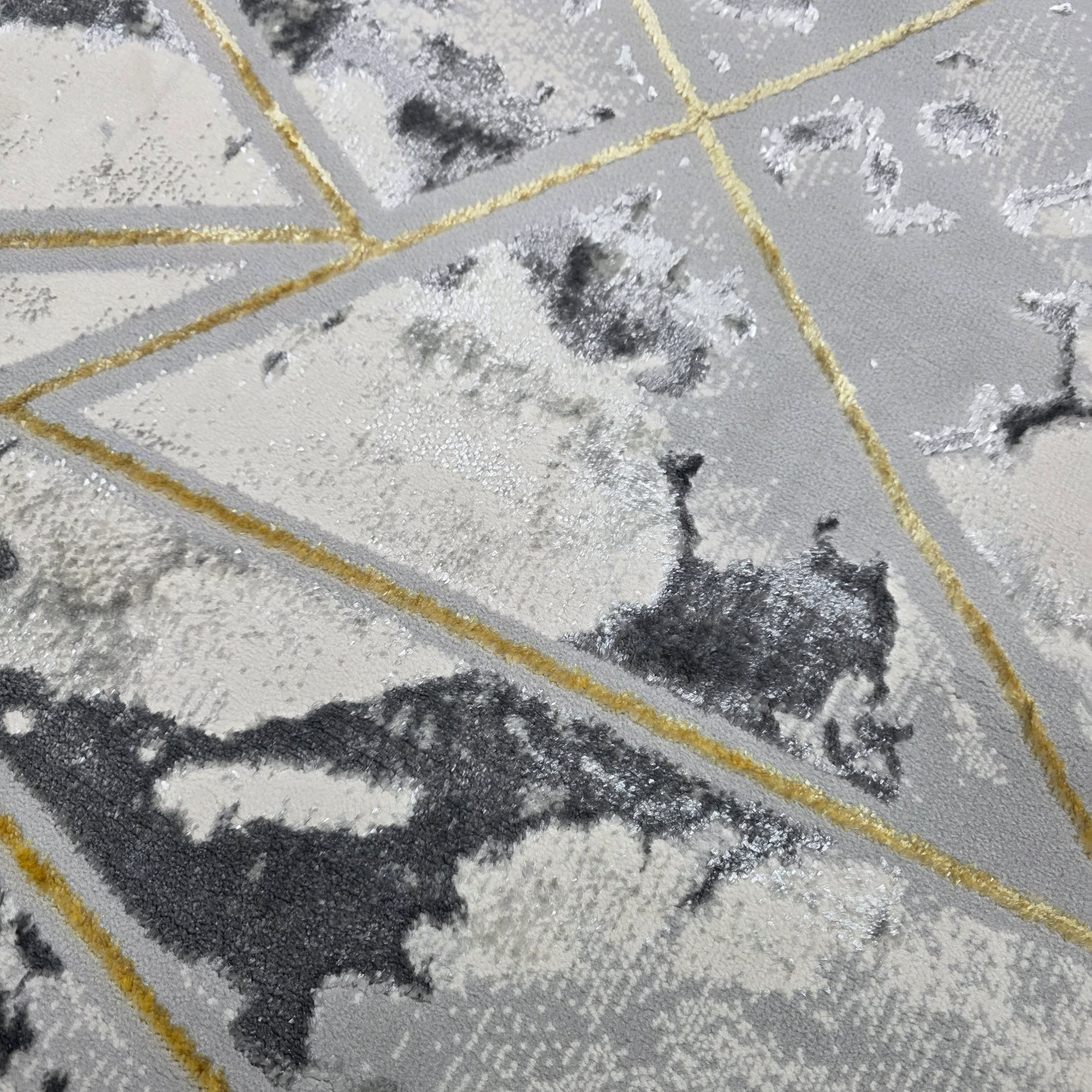 Alfombra Marmol 4D Gris / Dorado – Estilo Moderno con Patrón Geométrico y Toque Luxury - Image 2