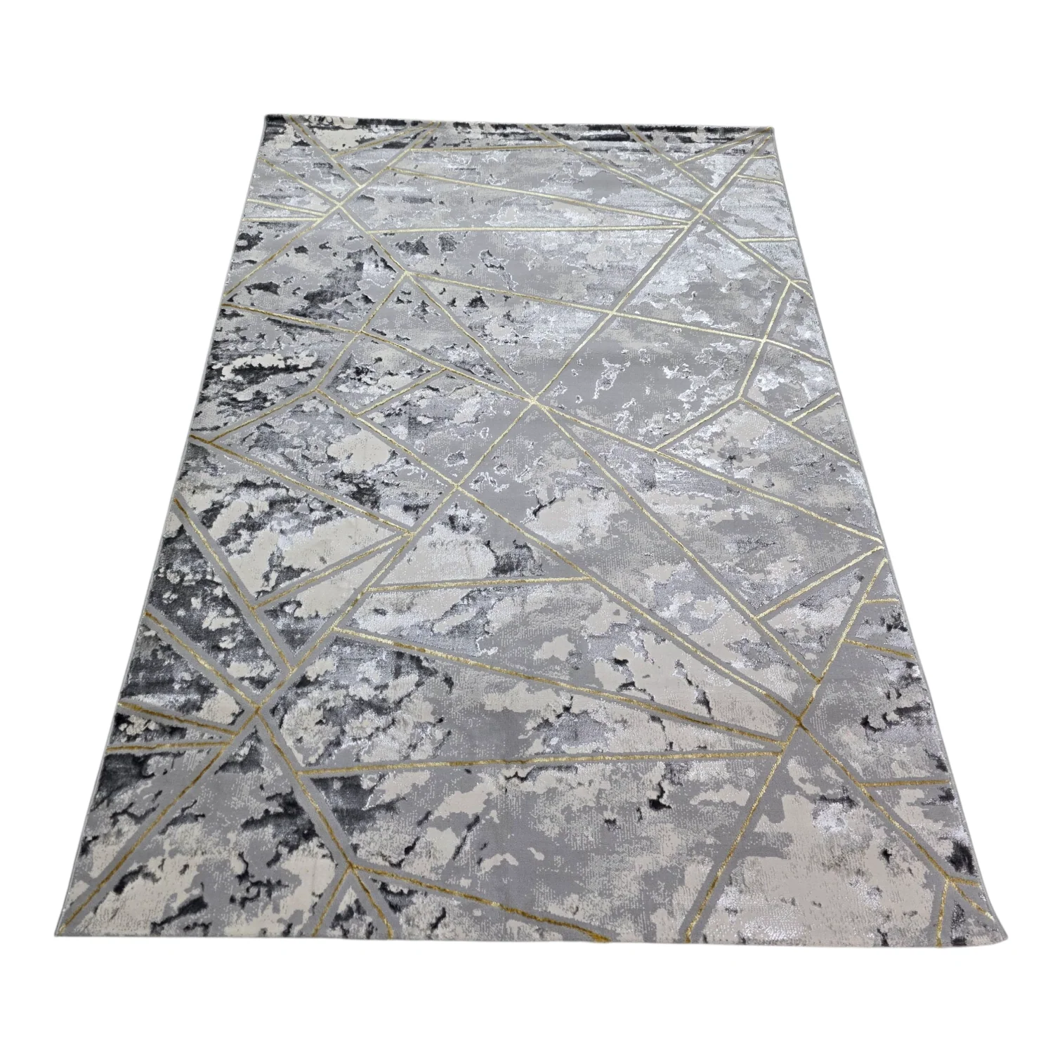 Alfombra Marmol 4D Gris / Dorado – Estilo Moderno con Patrón Geométrico y Toque Luxury - Image 4
