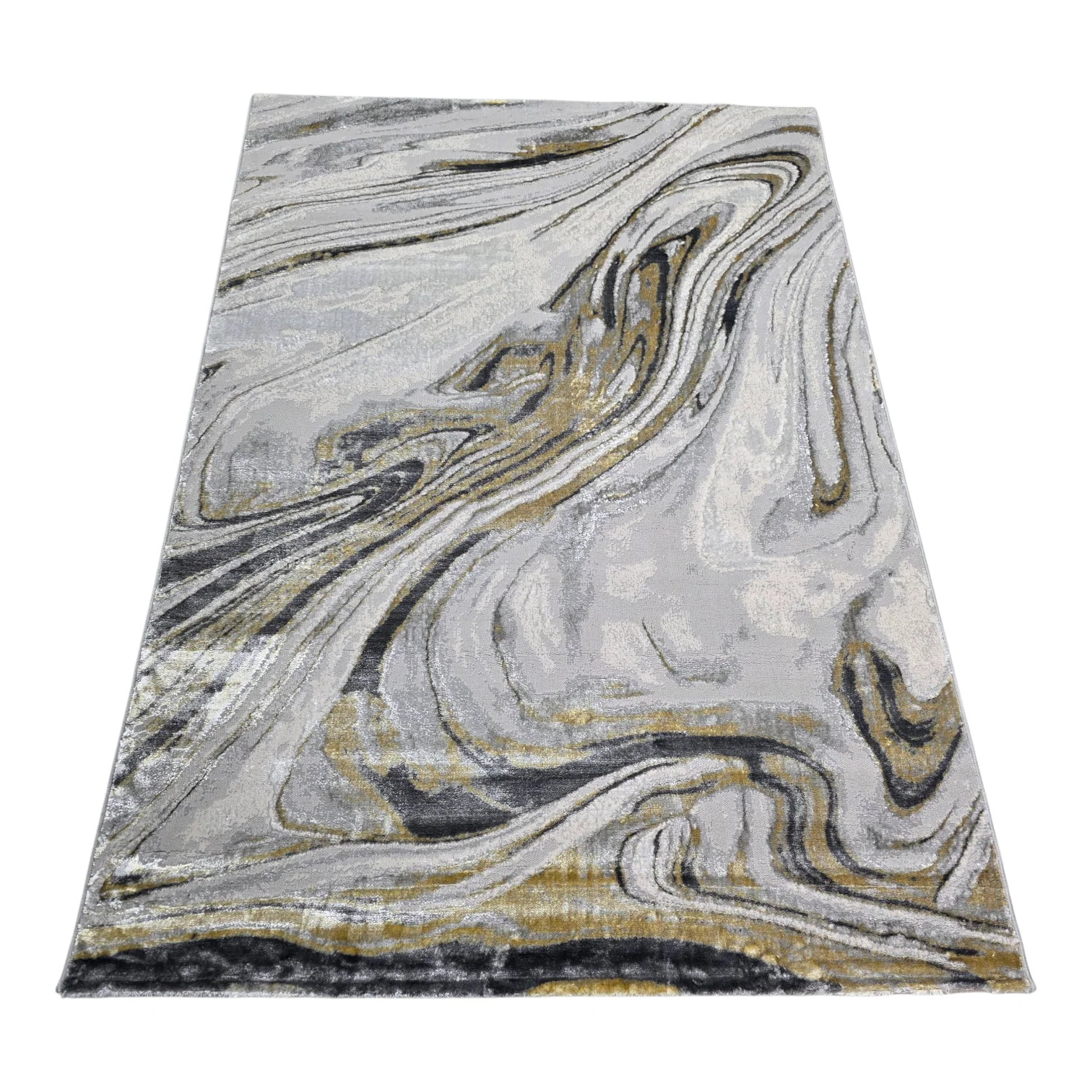 Alfombra Mármol Infinity Gris Oscuro / Dorado – Diseño Moderno con Vetas Elegantes - Image 2