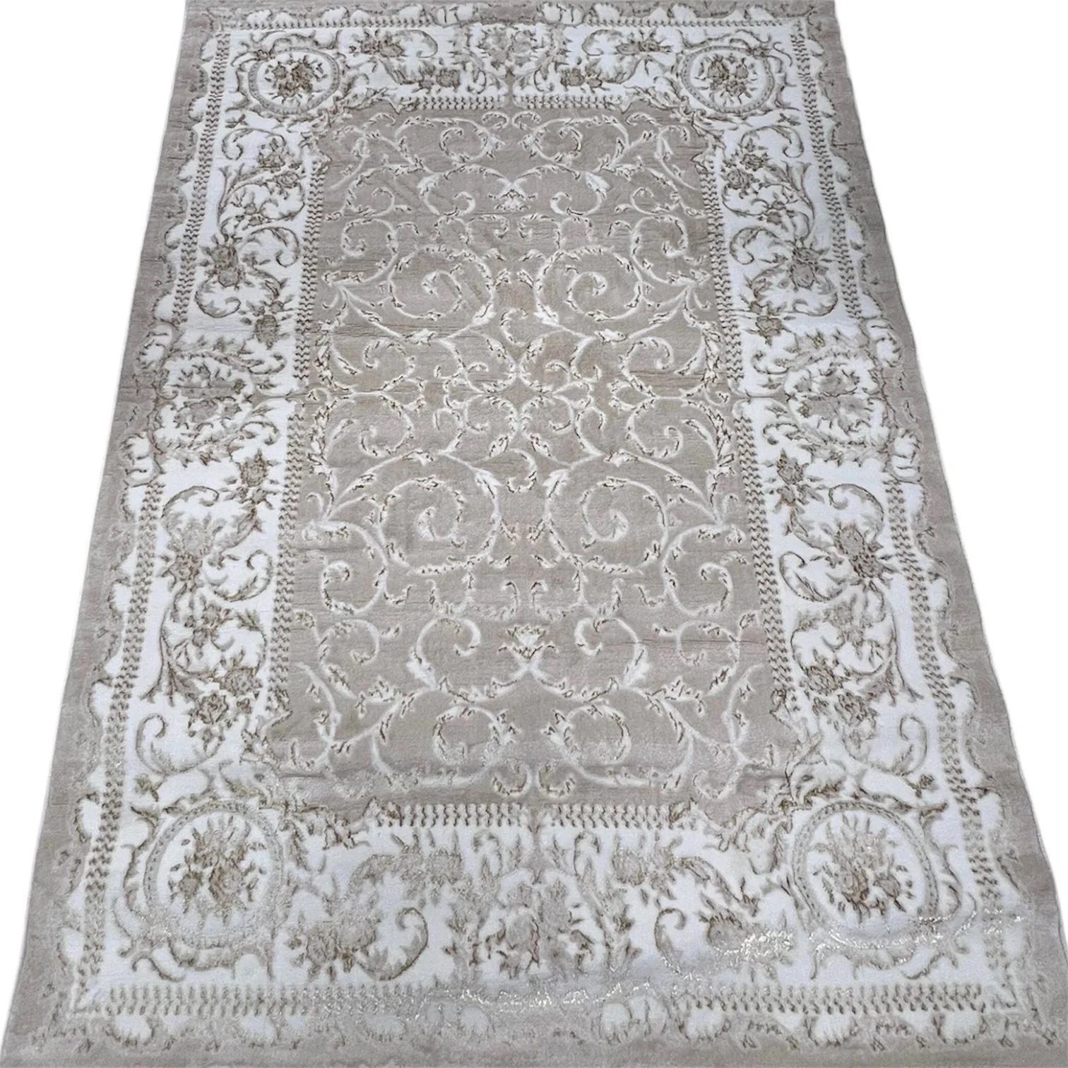 Alfombra Santorini – Elegancia clásica en tono crema y beige - Image 2