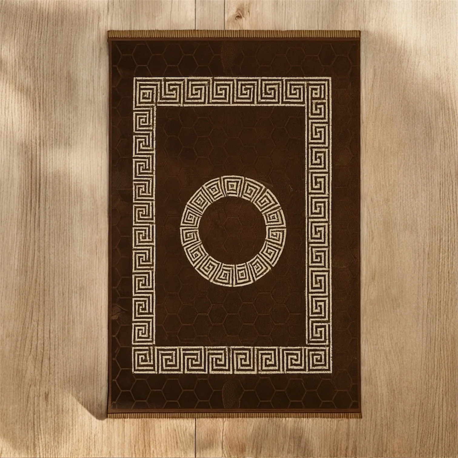 Alfombra Clásica Marrón con Cenefa Blanca de Inspiración Oriental – Estilo Árabe - Image 3