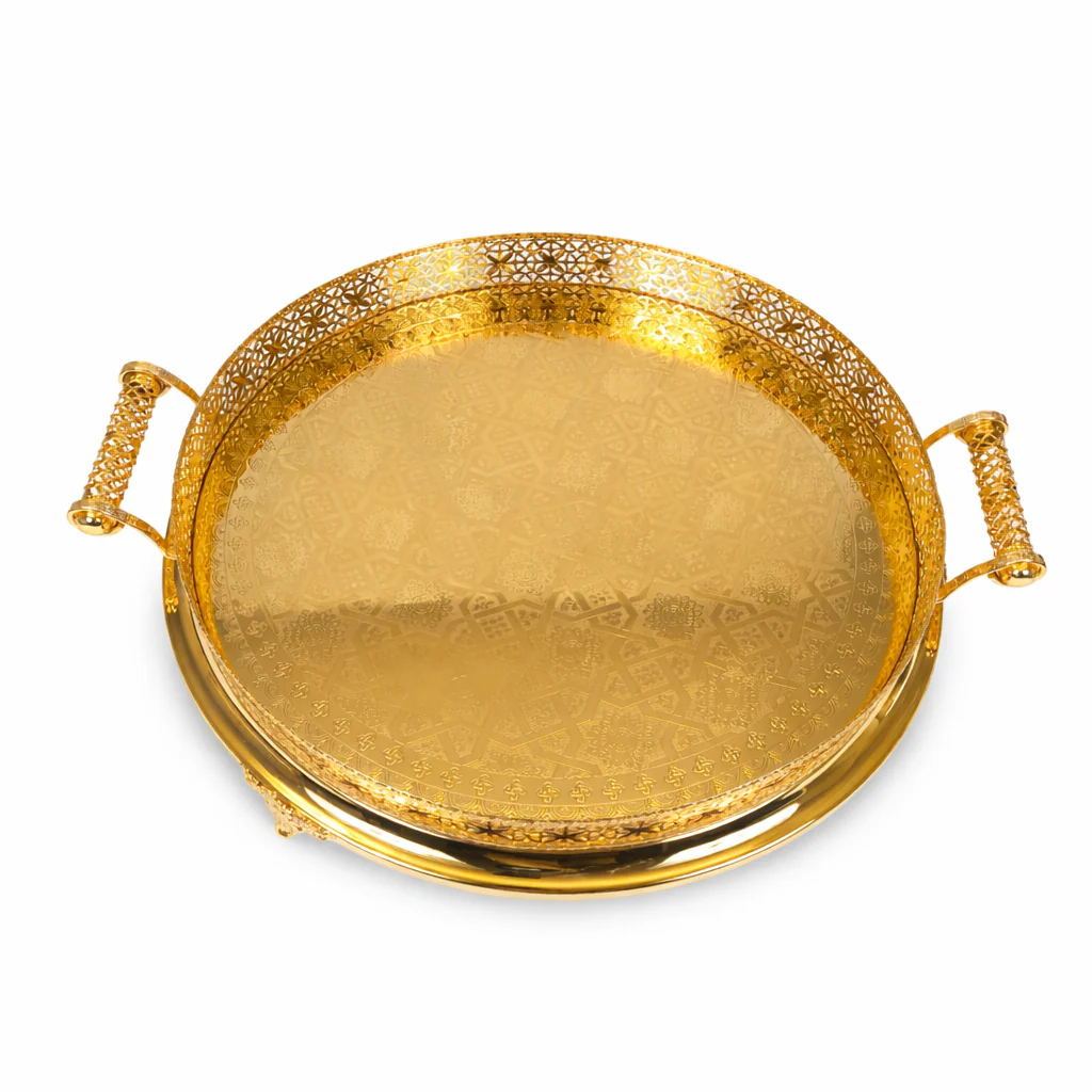 Bandeja Decorativa Dorada con Asas – 45 cm | Bandeja Elegante para Servir y Decorar - Image 2