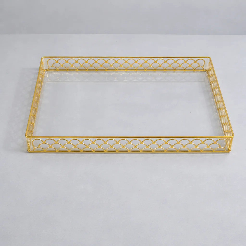 Bandeja Decorativa Rectangular Dorada con Base de PLASTICO Elegante - Image 3