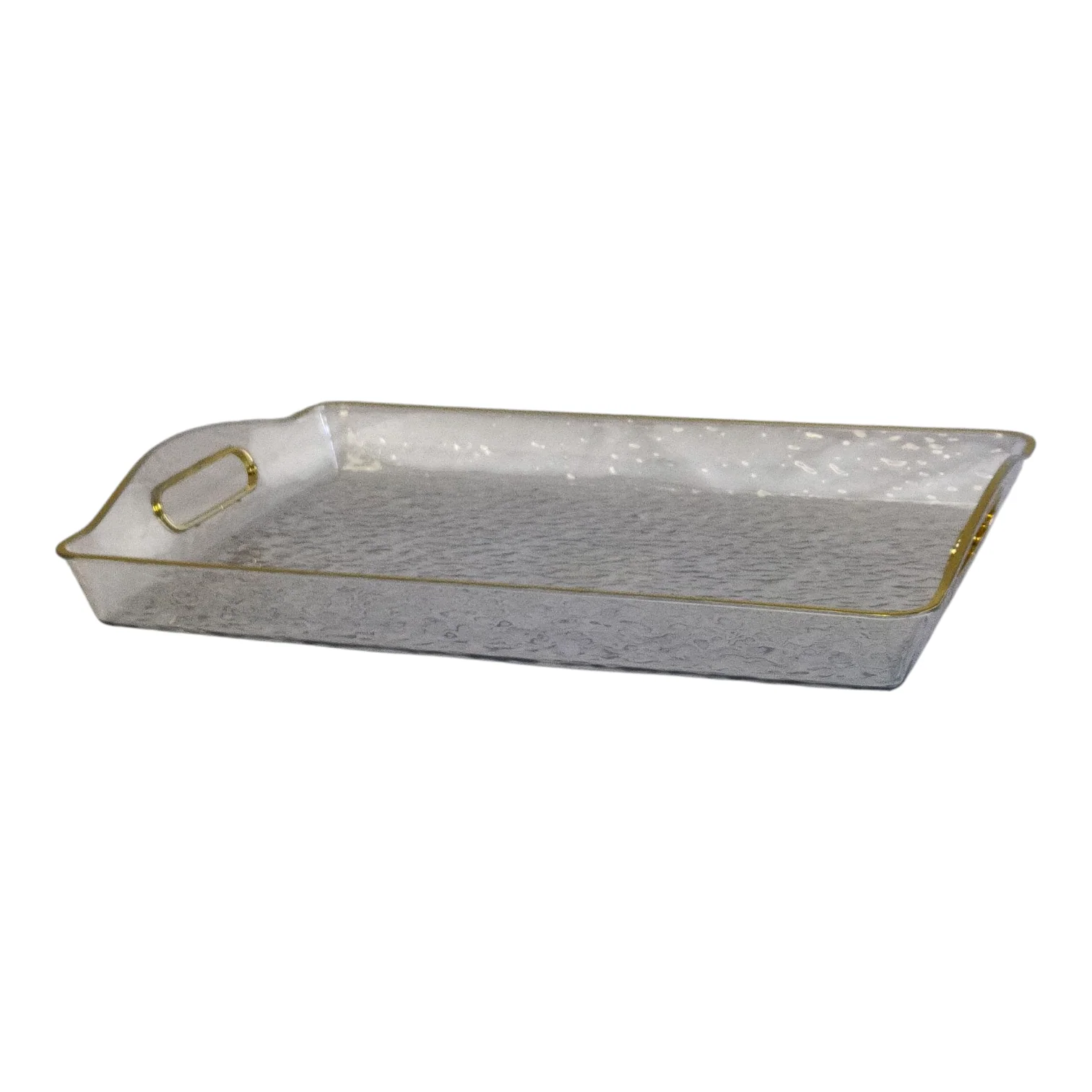 ✨ Bandeja Rectangular Transparente con Borde Dorado — Elegancia y Versatilidad 🌟