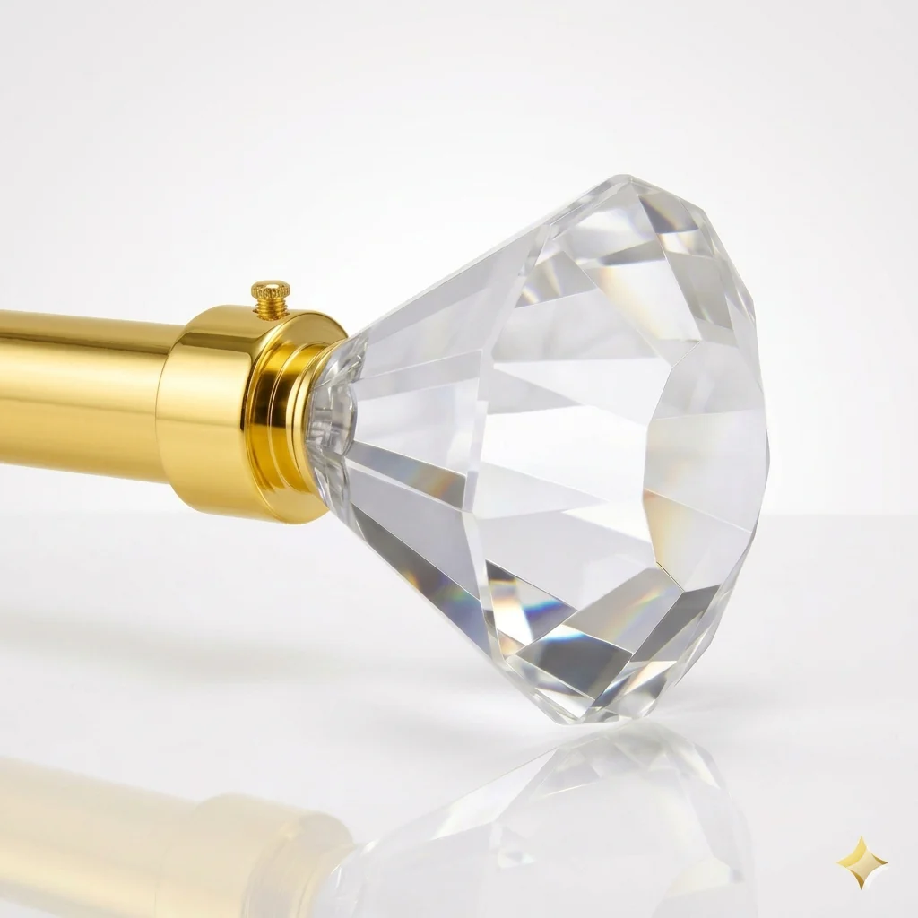 Barra de Cortina Extensible 160-310 cm con Remate Decorativo Cristal Facetado – Dorado ✨