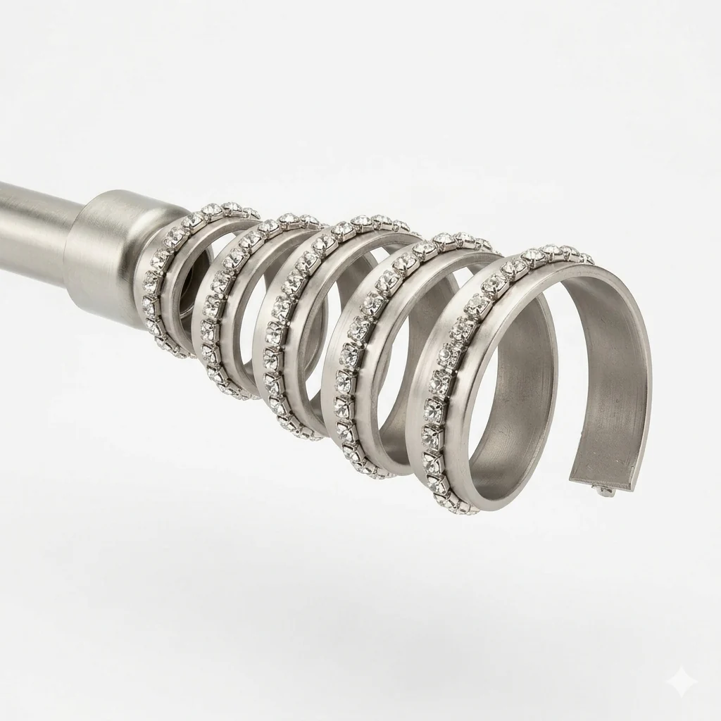 Barra de Cortina Extensible 160-310 cm con Remate Espiral Decorativo Brillante – Plata ✨