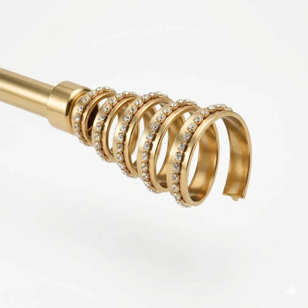 Barra de Cortina Extensible 160-310 cm con Remate Espiral Decorativo Brillante – Dorado ✨