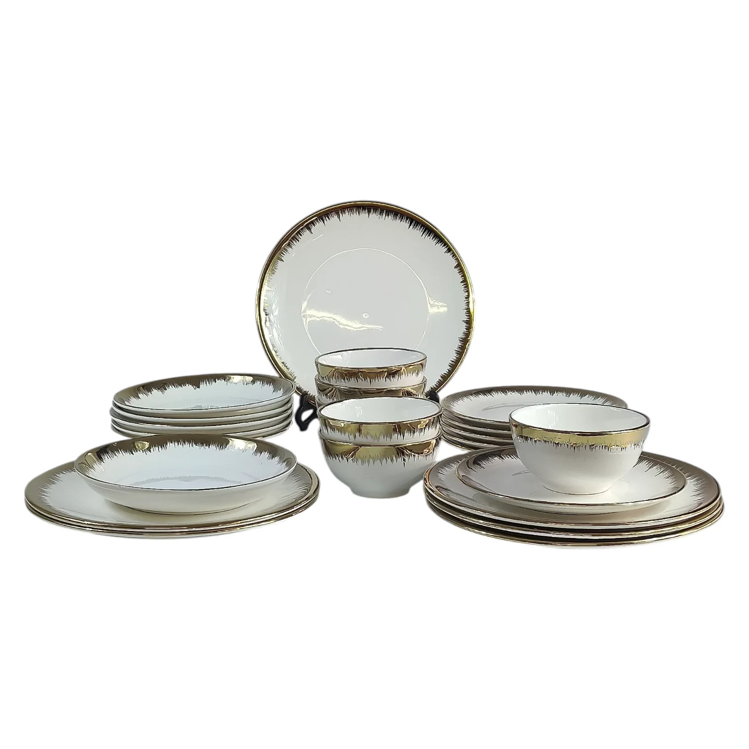 ✨ Set de Vajilla de 24 Piezas con Borde Dorado ✨