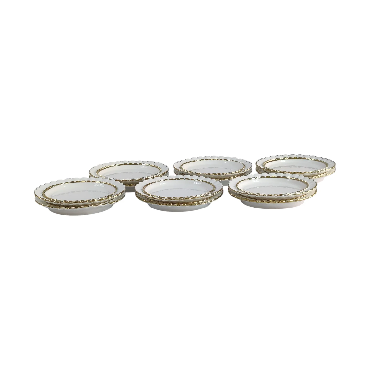 Juego de 12 Platos de Postre de Porcelana con Borde Dorado Ø 15,8cm – Diseño Elegante Clásico - Image 3