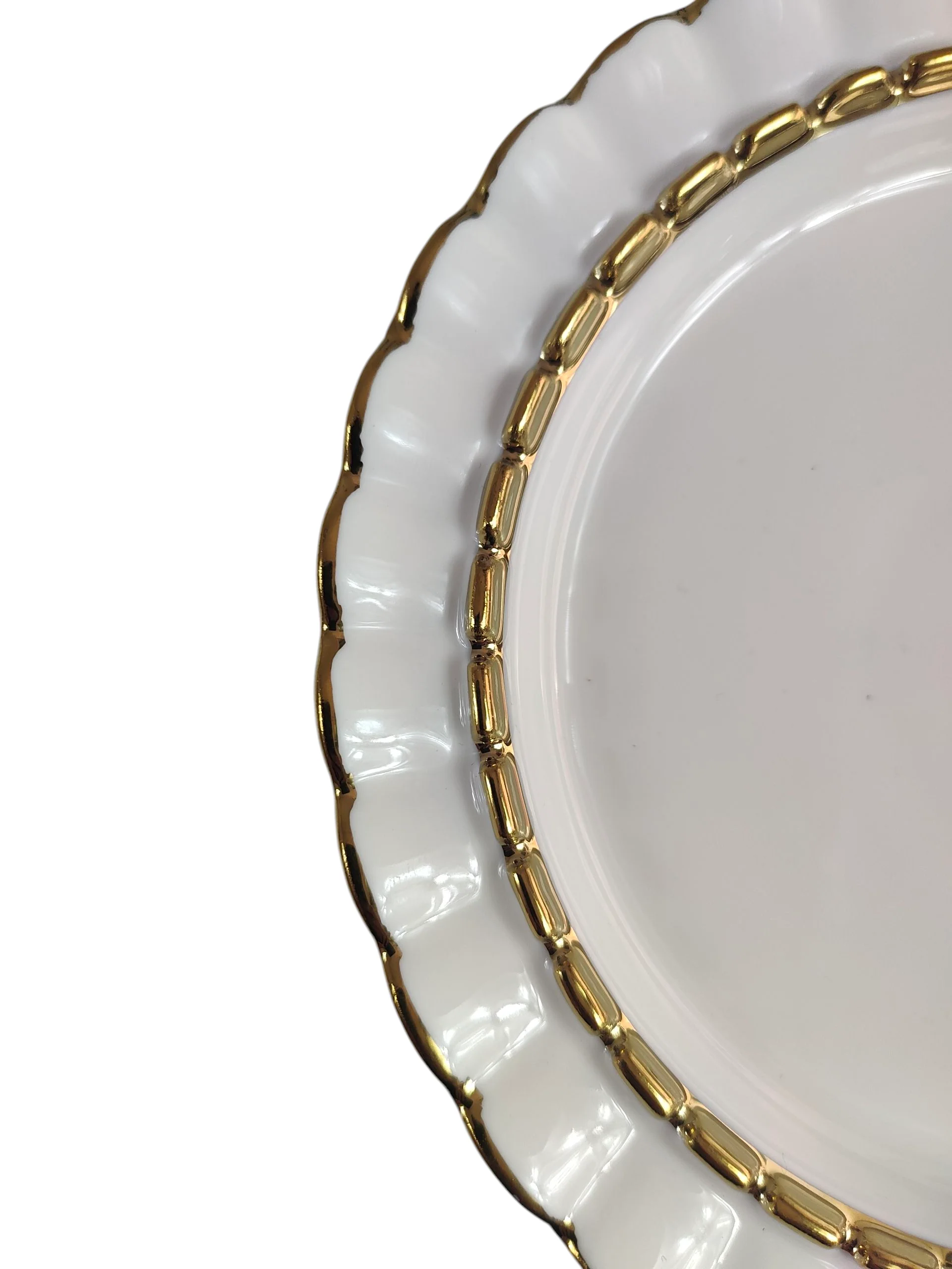 Juego de 12 Platos de Postre de Porcelana con Borde Dorado Ø 15,8cm – Diseño Elegante Clásico - Image 4