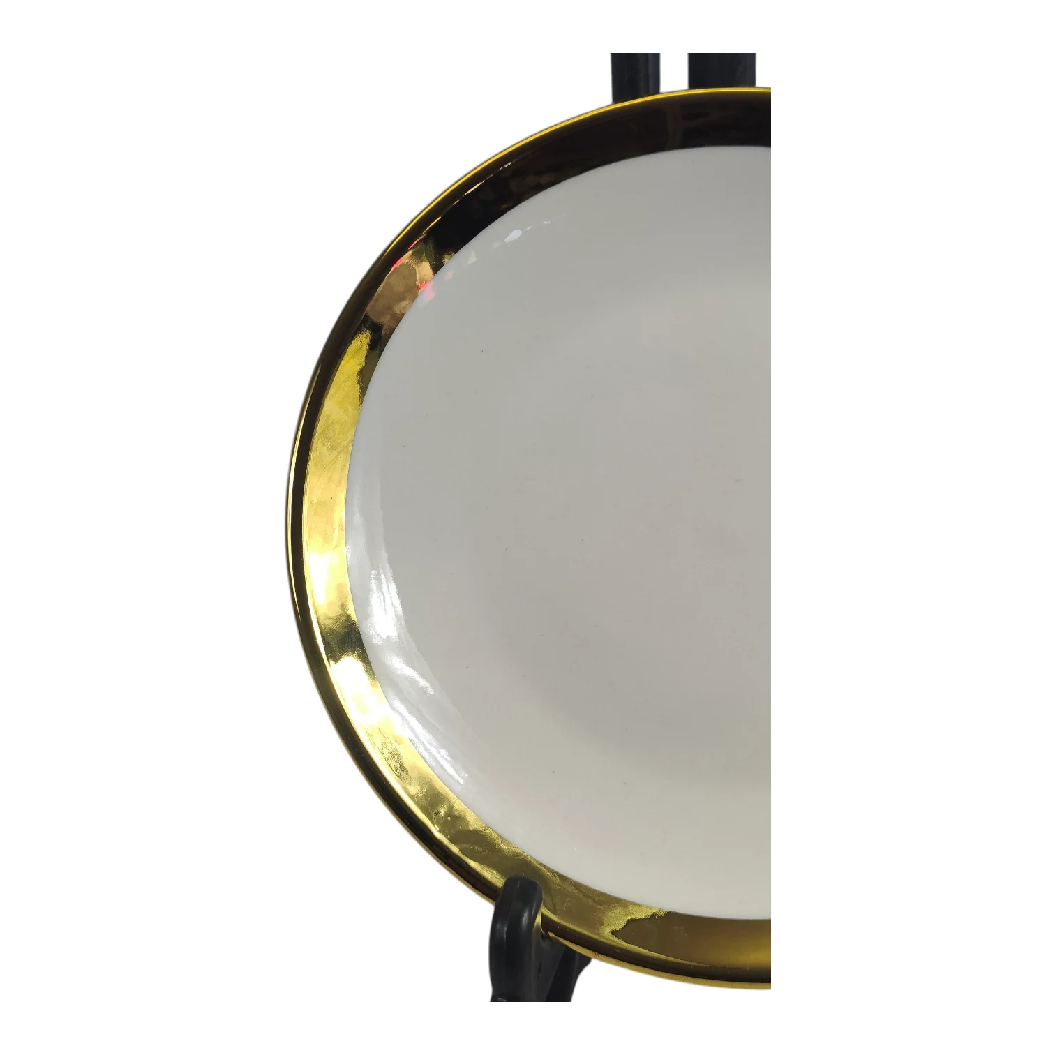 🏷 Plato de Cerámica Ø15,5 cm – Borde Dorado Elegante - Image 3