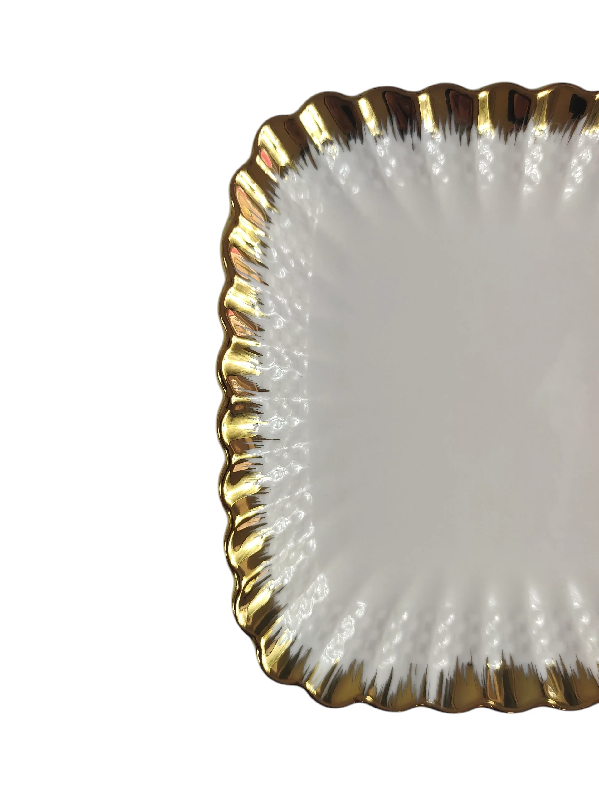🏷️ Set de 12 Platos Cuadrados de Porcelana con Borde Dorado Elegante 14,9cm x 14,9cm - Image 4