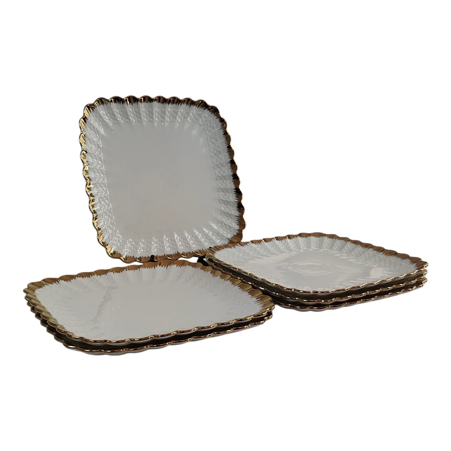 🍽️ Set de 6 Platos Cuadrados con Borde Dorado 30,5cm x 30,5cm – Elegancia en Tu Mesa - Image 2