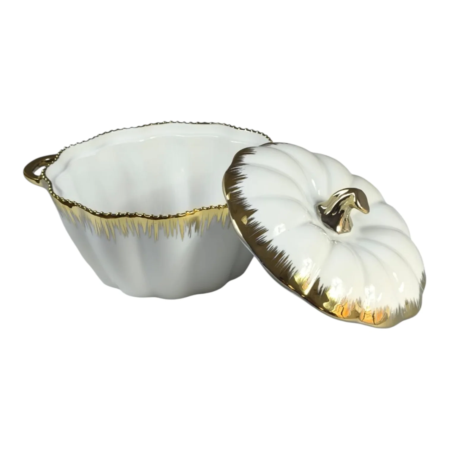 Set de Sopa con 6 Cuencos 🍲✨ Porcelana Blanca con Detalles Dorados y Soporte de Lujo 2L - Image 3