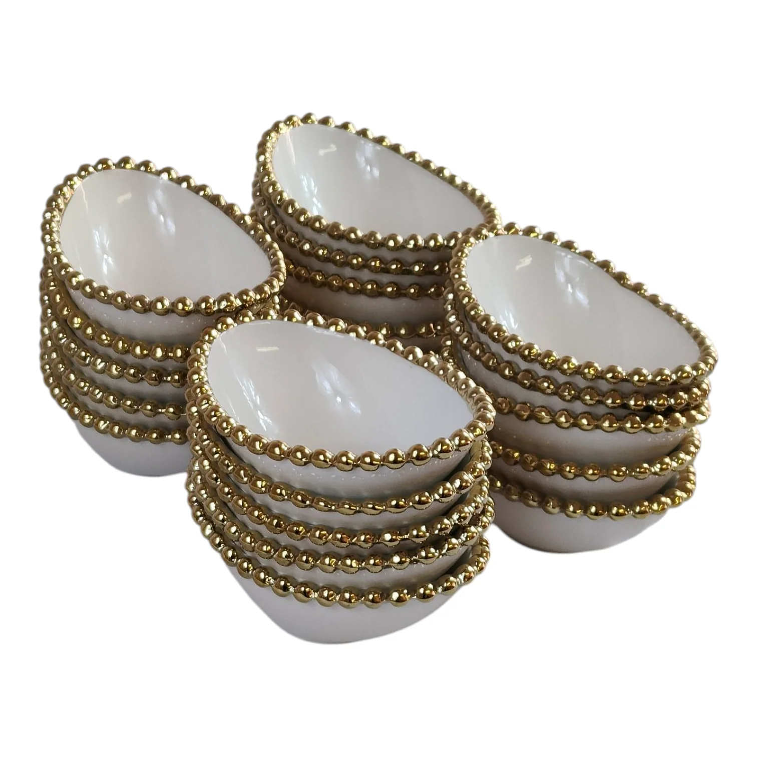 ✨ Set de 20 Cuencos Ovalados de Porcelana con Borde Dorado 14,5cm x 10cm ✨ - Image 2
