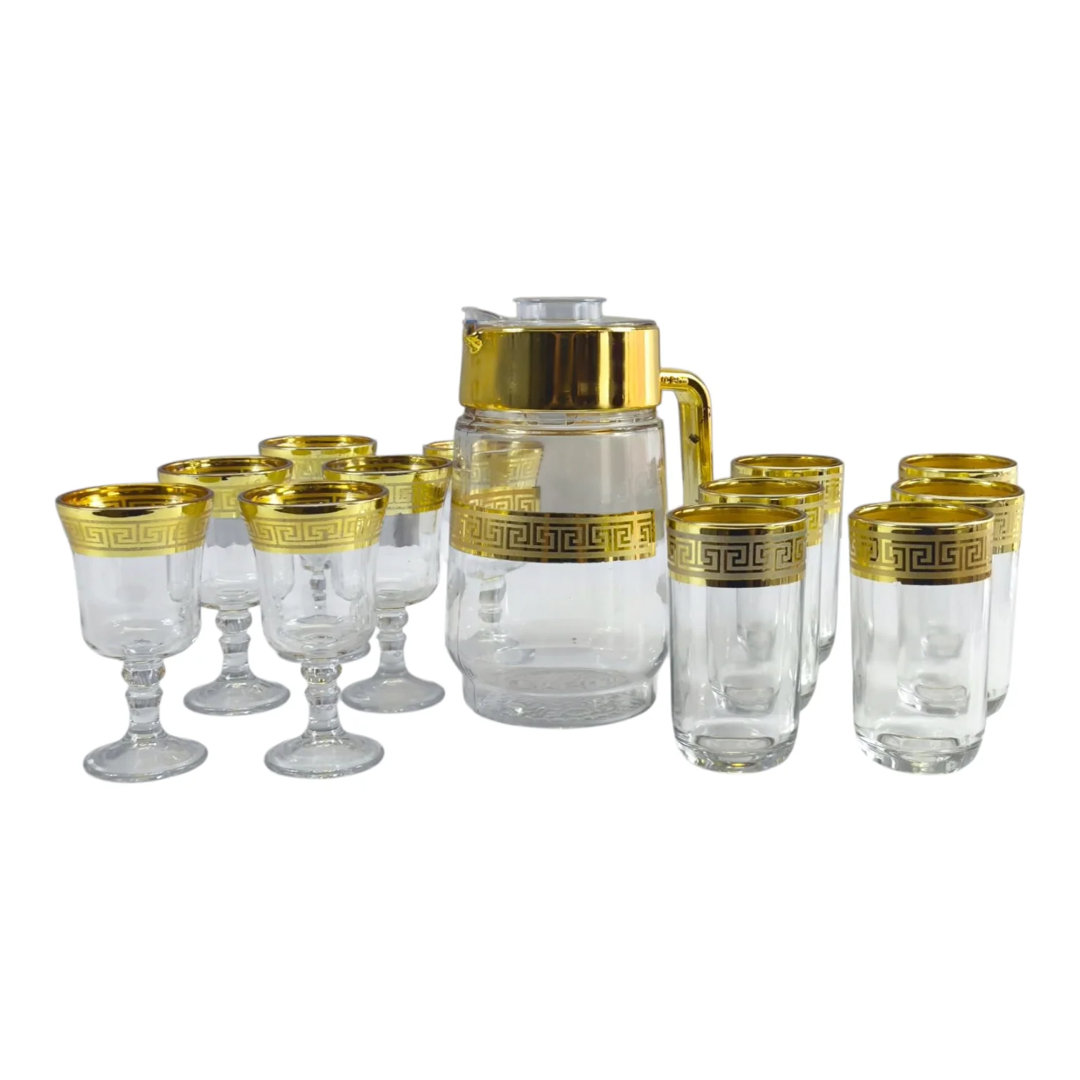 Juego de Jarra y Vasos de Cristal con Detalles Dorados – 13 Piezas - Image 3