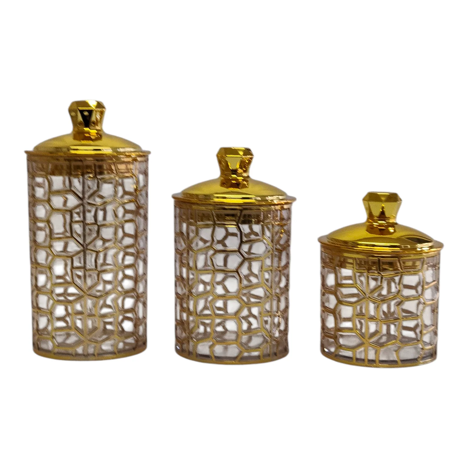 ✨ Set de 3 Botes de Plástico con Diseño Árabe y Tapa Dorada — Elegancia y Funcionalidad 💎 - Image 2