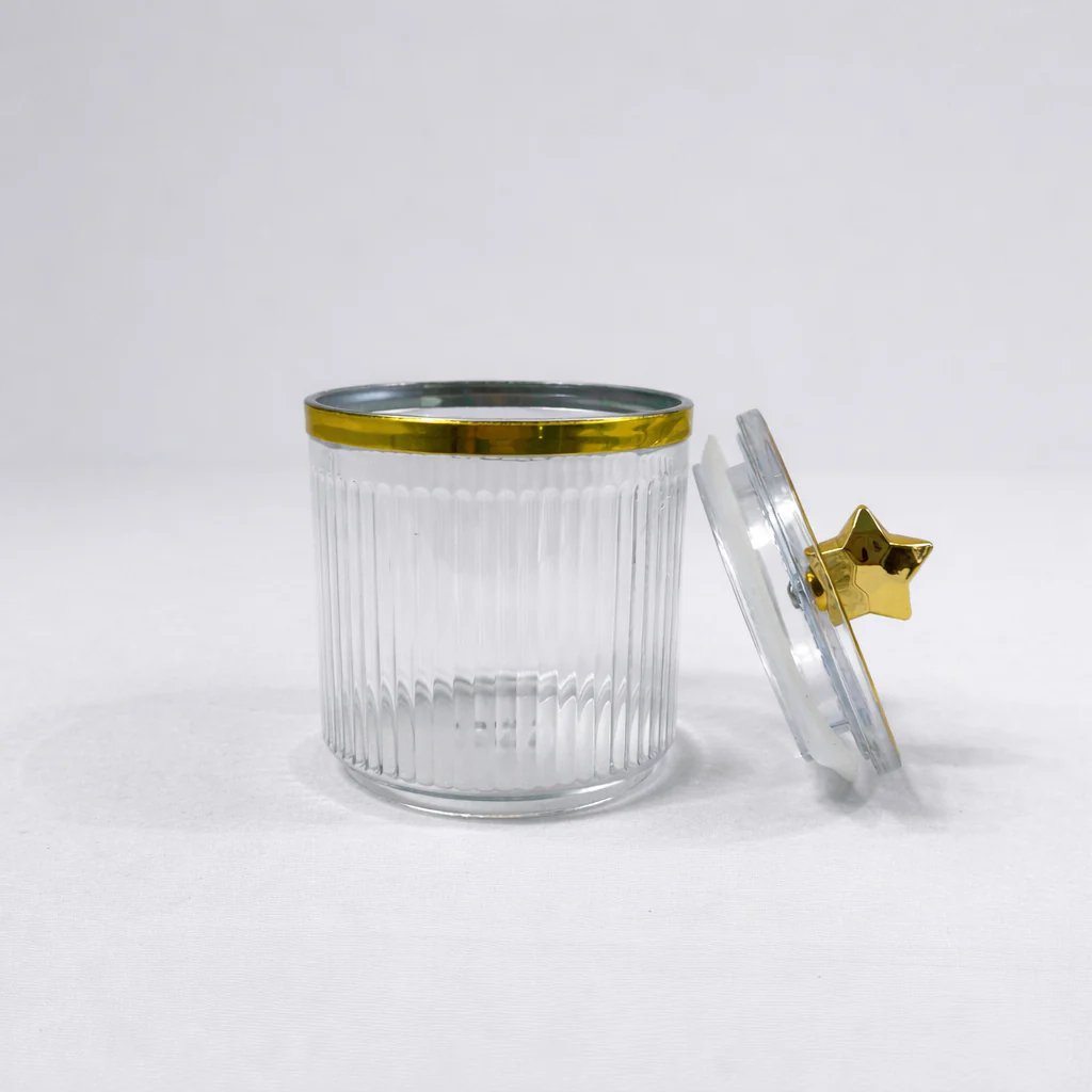 Set de 6 Frascos de Plástico Ámbar con Tapa Dorada y Base Metálica – Organizador Elegante para Cocina - Image 3