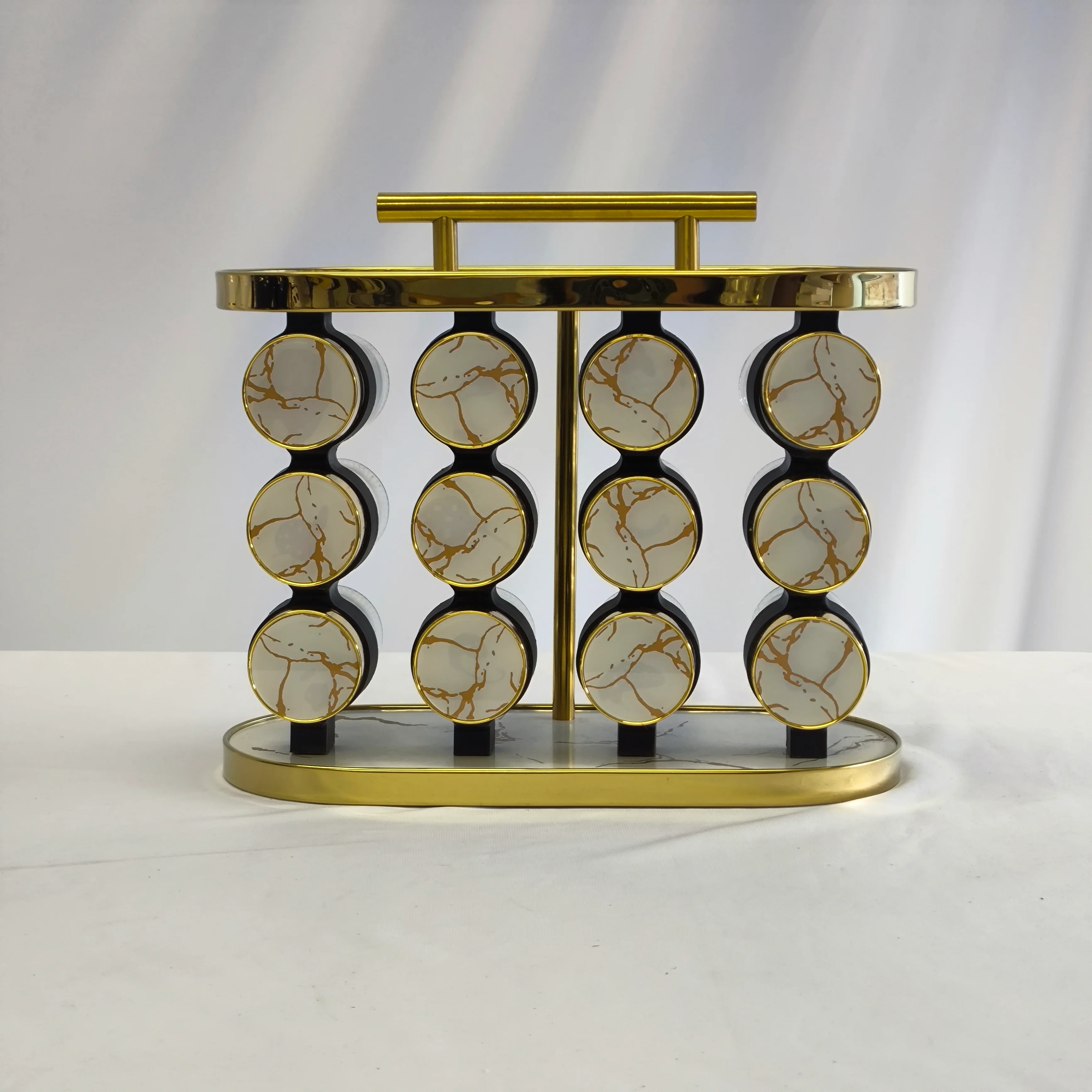 Organizador de Especias Deluxe 12 Frascos – Diseño Blanco Mármol & Dorado - Image 3