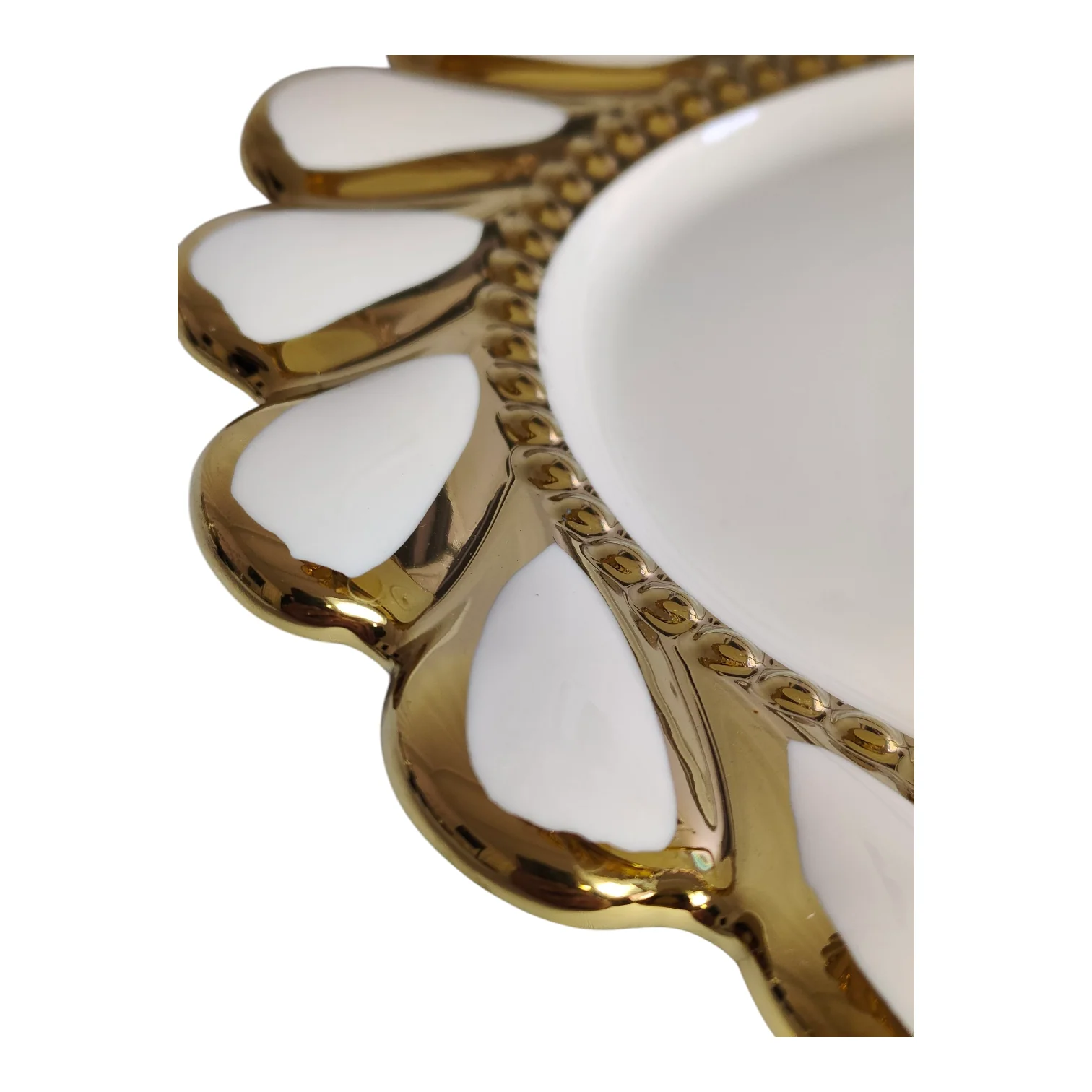 🍰 Soporte de Dos Pisos de Porcelana con Borde Dorado — Elegancia y Estilo para tu Mesa ✨ - Image 3