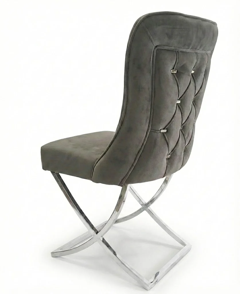 🩶✨ Silla Clower 05 en GRIS CLARO (Perla / Humo Suave) con Base Cromada ✨🪞 - Image 3