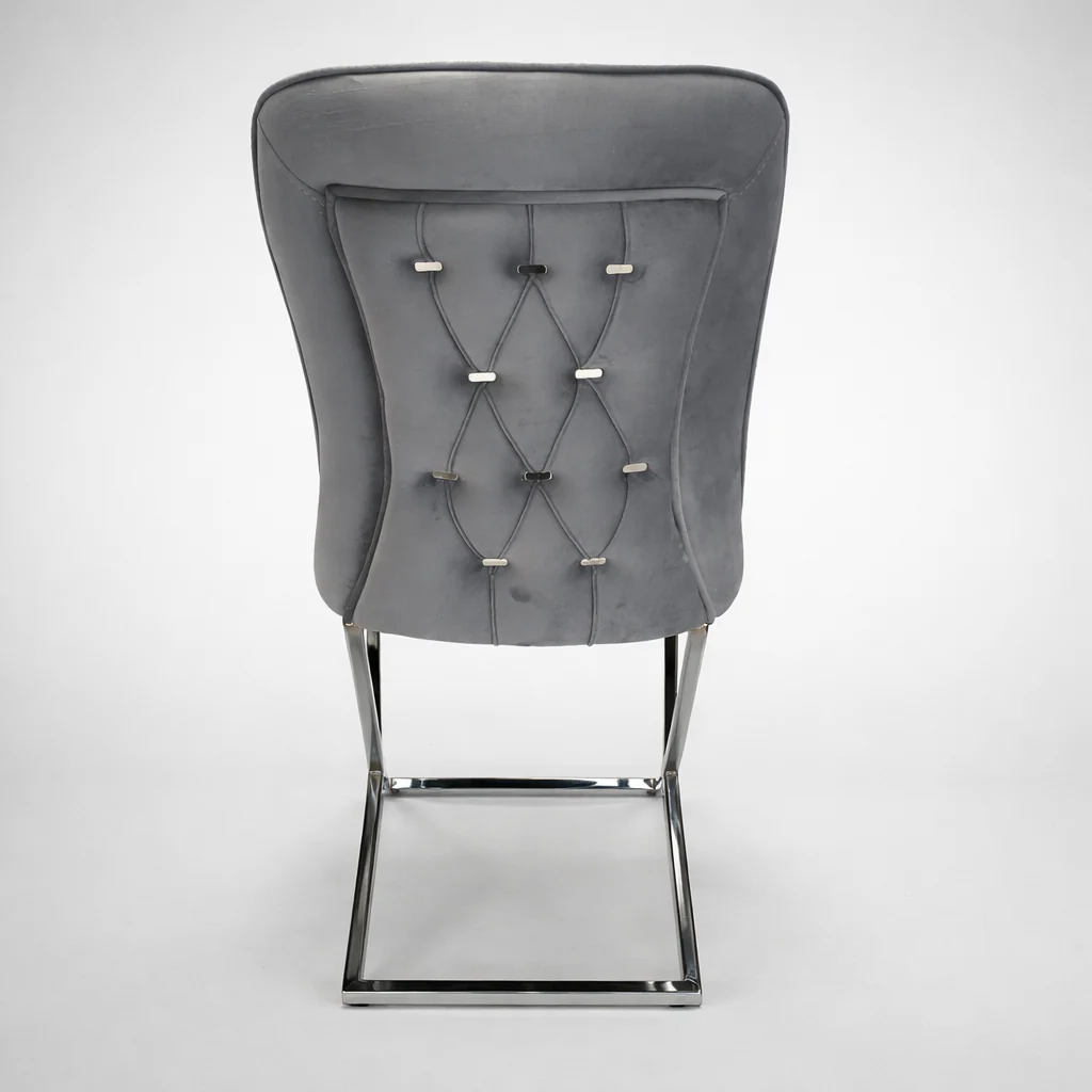 🩶✨ Silla Clower 05 en GRIS CLARO (Perla / Humo Suave) con Base Cromada ✨🪞 - Image 4