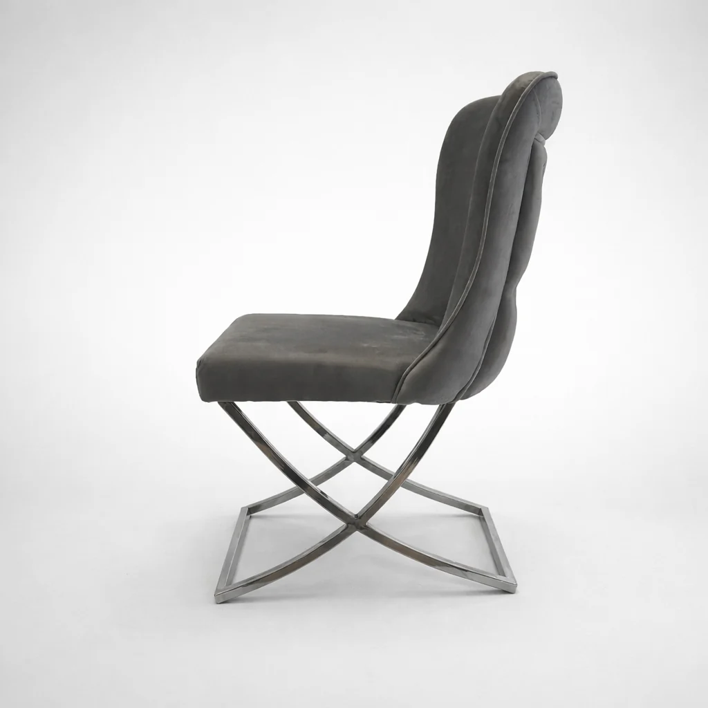 🩶✨ Silla Clower 05 en GRIS CLARO (Perla / Humo Suave) con Base Cromada ✨🪞 - Image 5