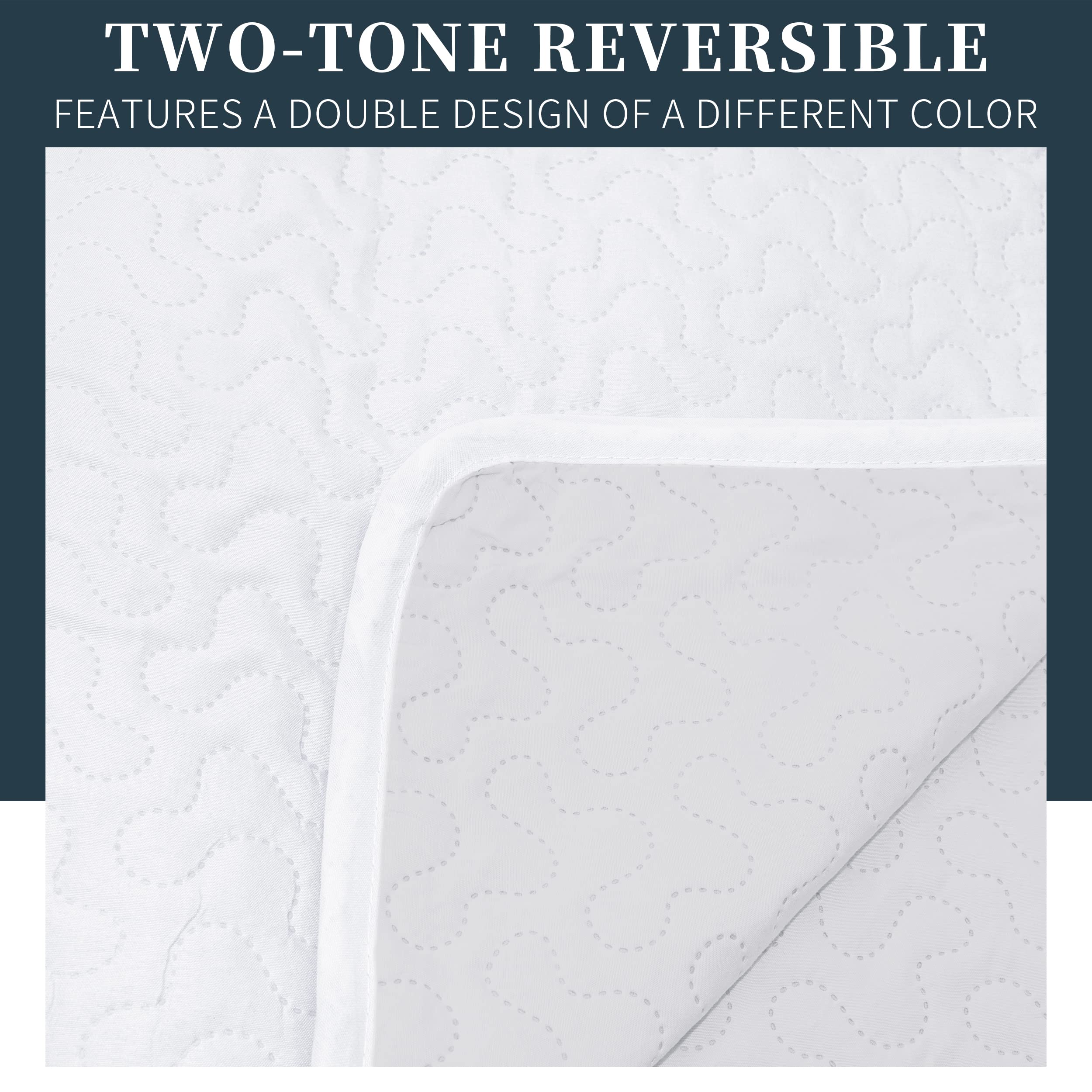 Colcha Boutis para Primavera y Verano Bicolor Reversible Liso - COLOR BLANCO - Image 2