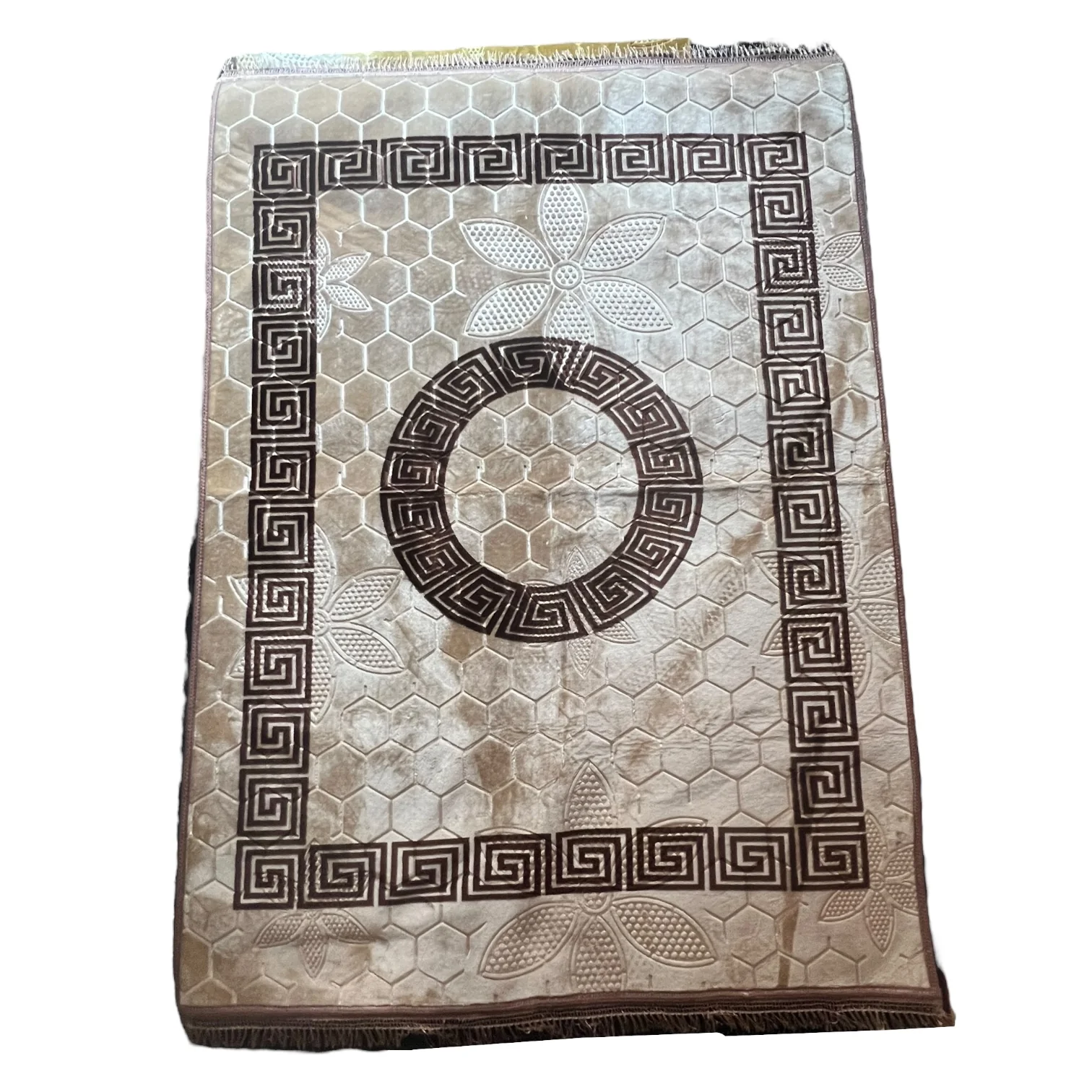 Alfombra Clásica Dorada con Cenefa Marrón de Inspiración Oriental – Estilo Árabe - Image 3