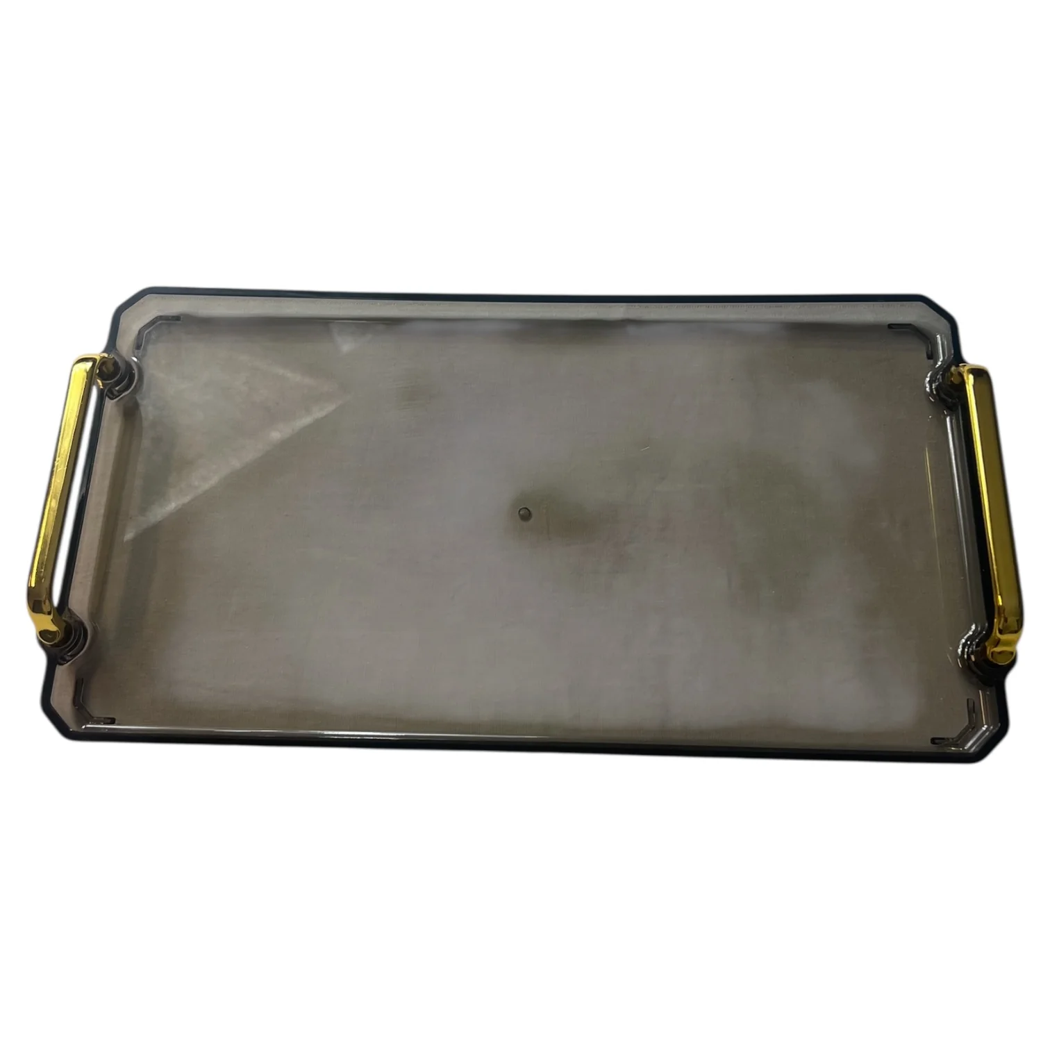 🟠 Bandeja Rectangular Grande con Asas Doradas – Plástico Gris ahumado: Funcionalidad y Estilo en Uno - Image 2