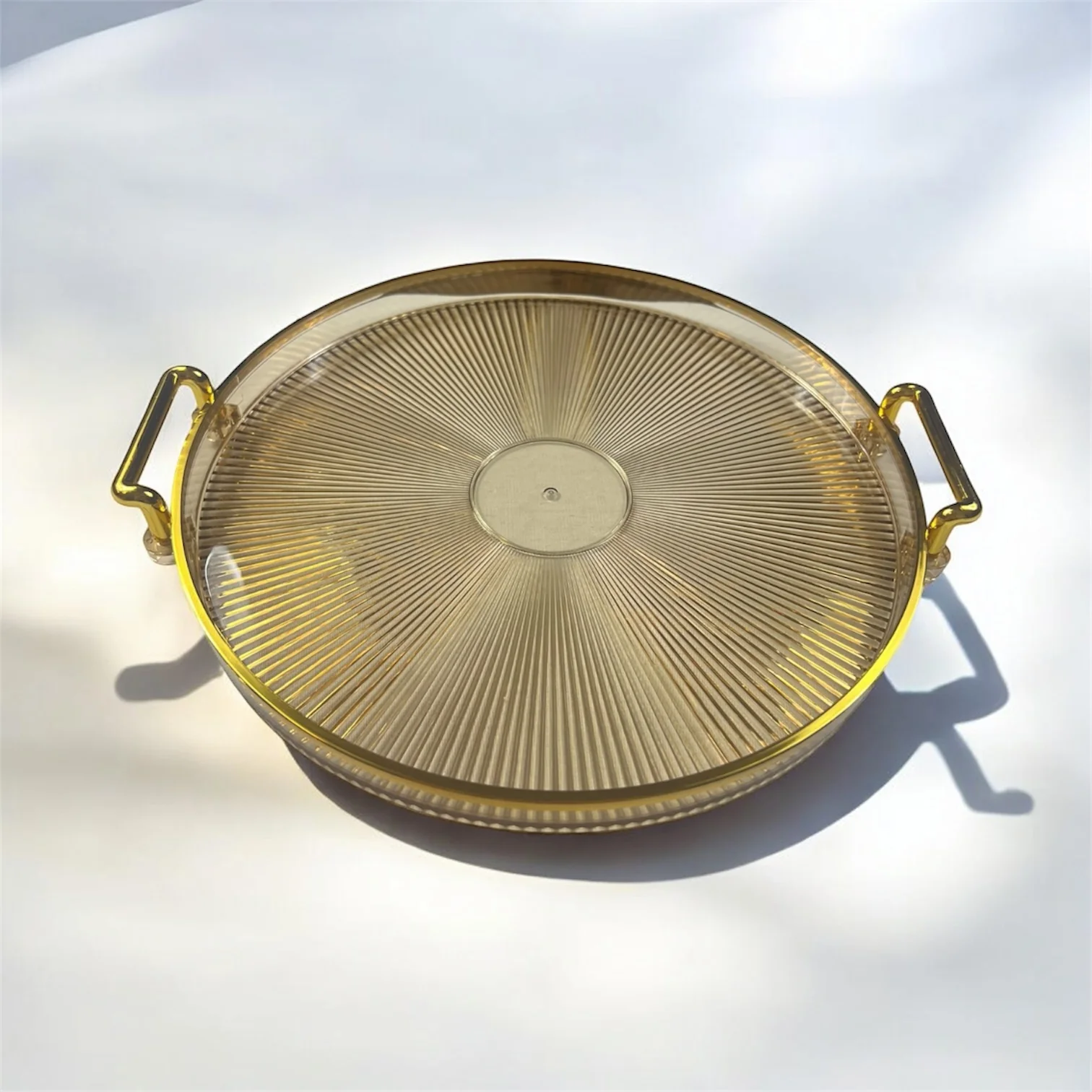 🟠 Bandeja Redonda con Asas Doradas – Elegancia para Servir o Decorar - Plástico DORADO - Image 2