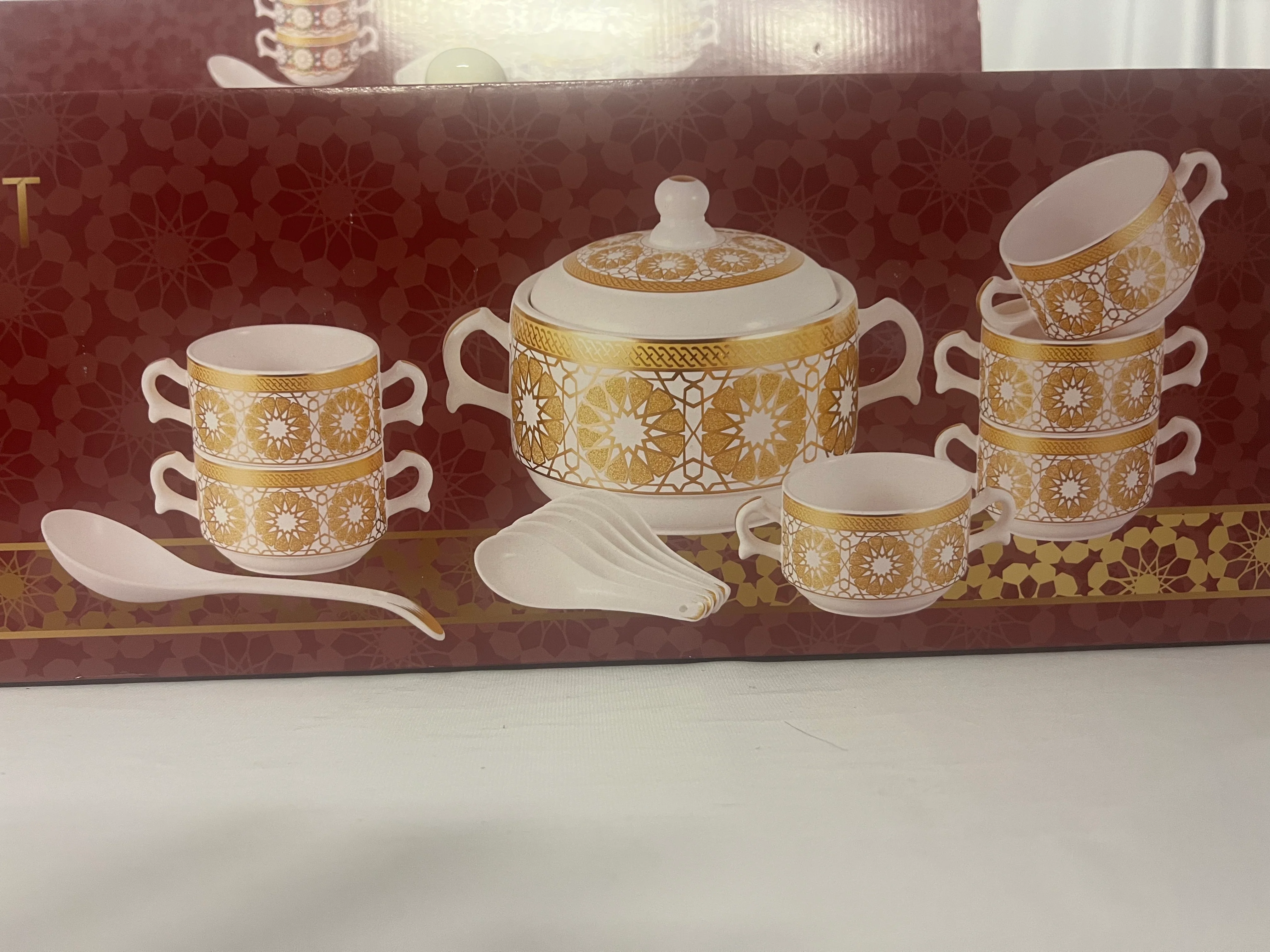 Juego de Sopa Oriental  – 2,7L-Tazón Grande con 6 Bowls, Platos y Cucharas (Diseño Tradicional Asiático) - Image 7