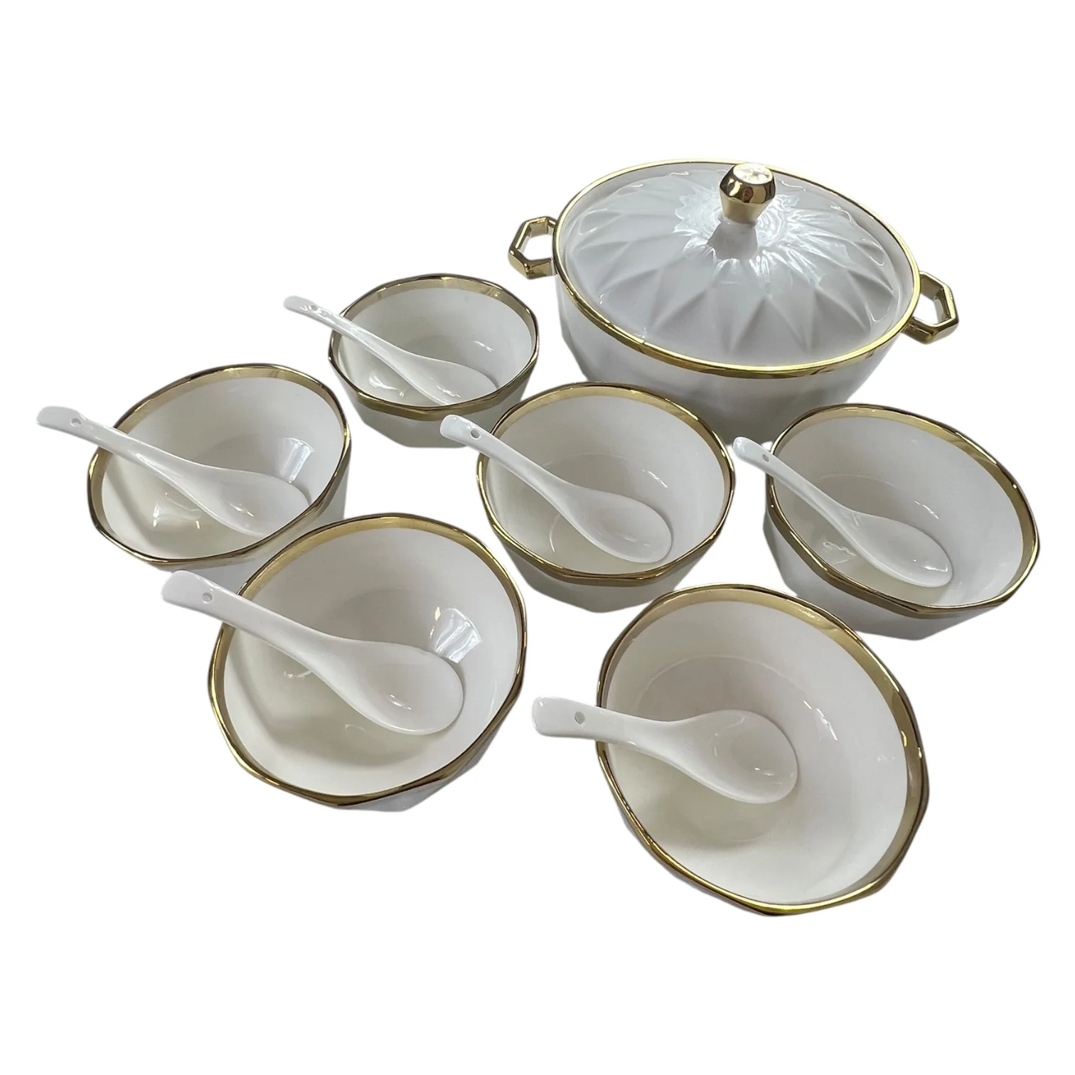 Set de Sopa de 15 Piezas BAVARY COLLECTION – Diseño Diamante con Acabado Dorado - Image 7