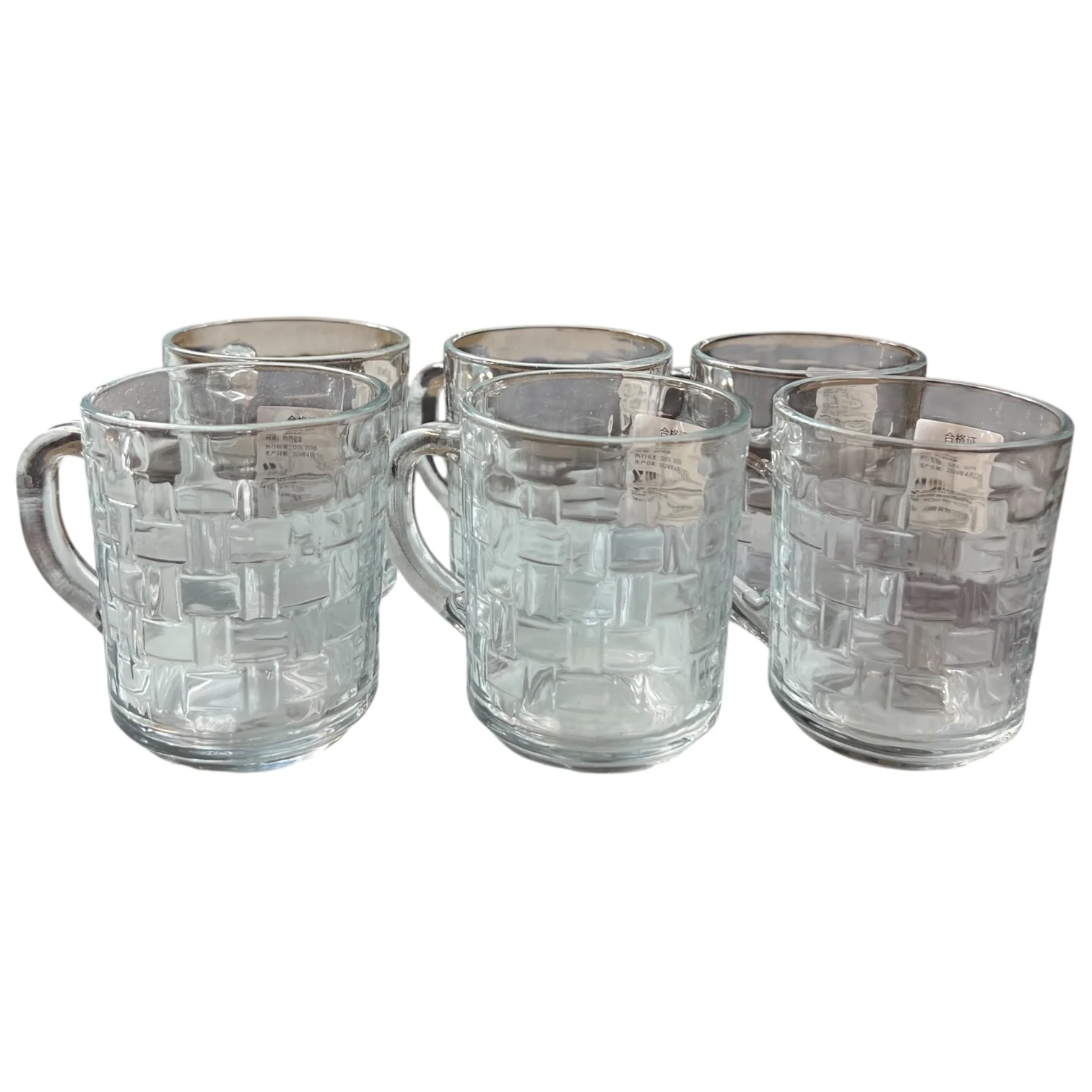 Pack de 6 Tazas de Cristal con Relieve cuadrado – Elegancia y Estilo para tu Mesa - Image 2