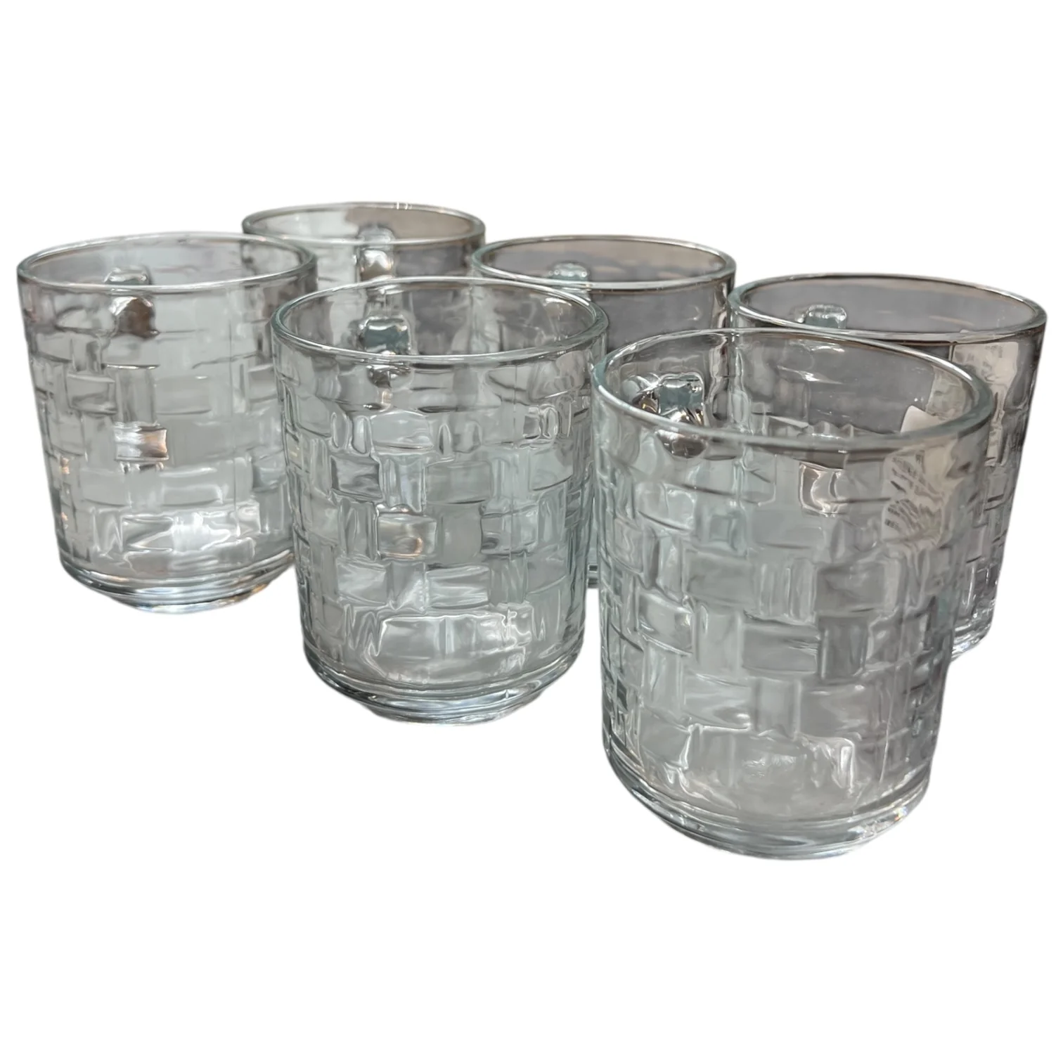 Pack de 6 Tazas de Cristal con Relieve cuadrado – Elegancia y Estilo para tu Mesa - Image 3
