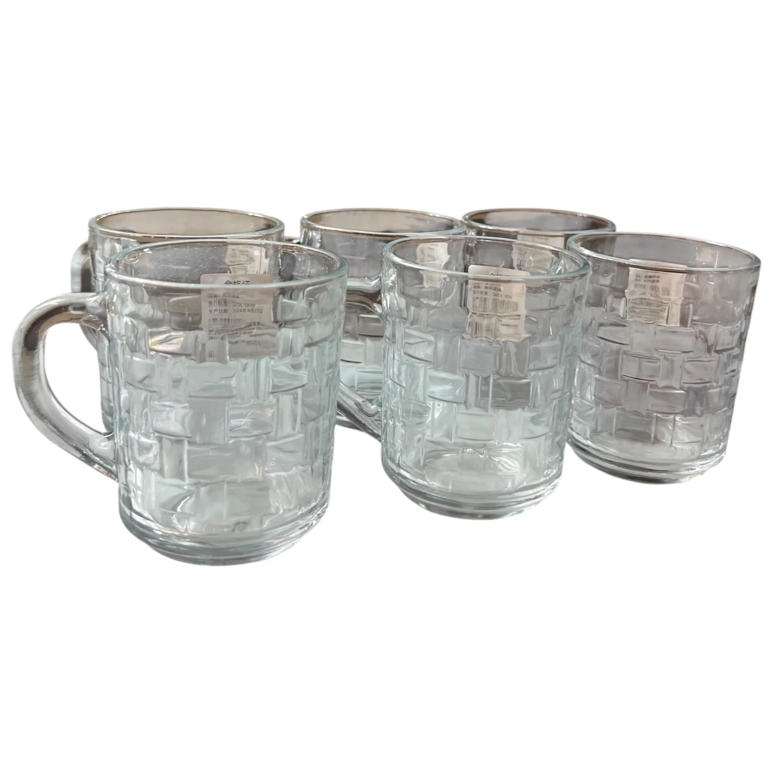 Pack de 6 Tazas de Cristal con Relieve cuadrado – Elegancia y Estilo para tu Mesa - Image 4