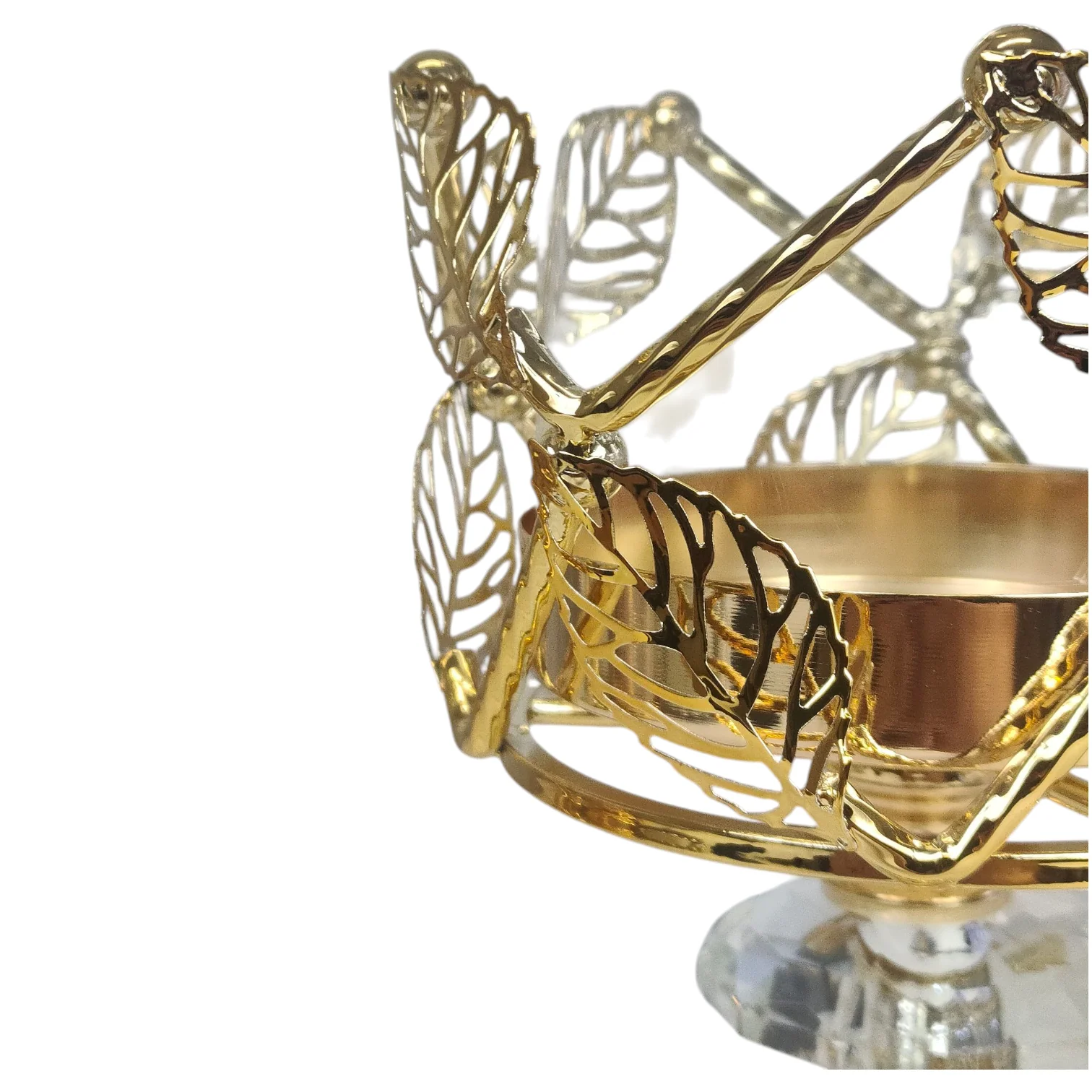 Portavelas Decorativo de Cristal y Metal Dorado con Detalles de Hojas – 25 cm - Image 5