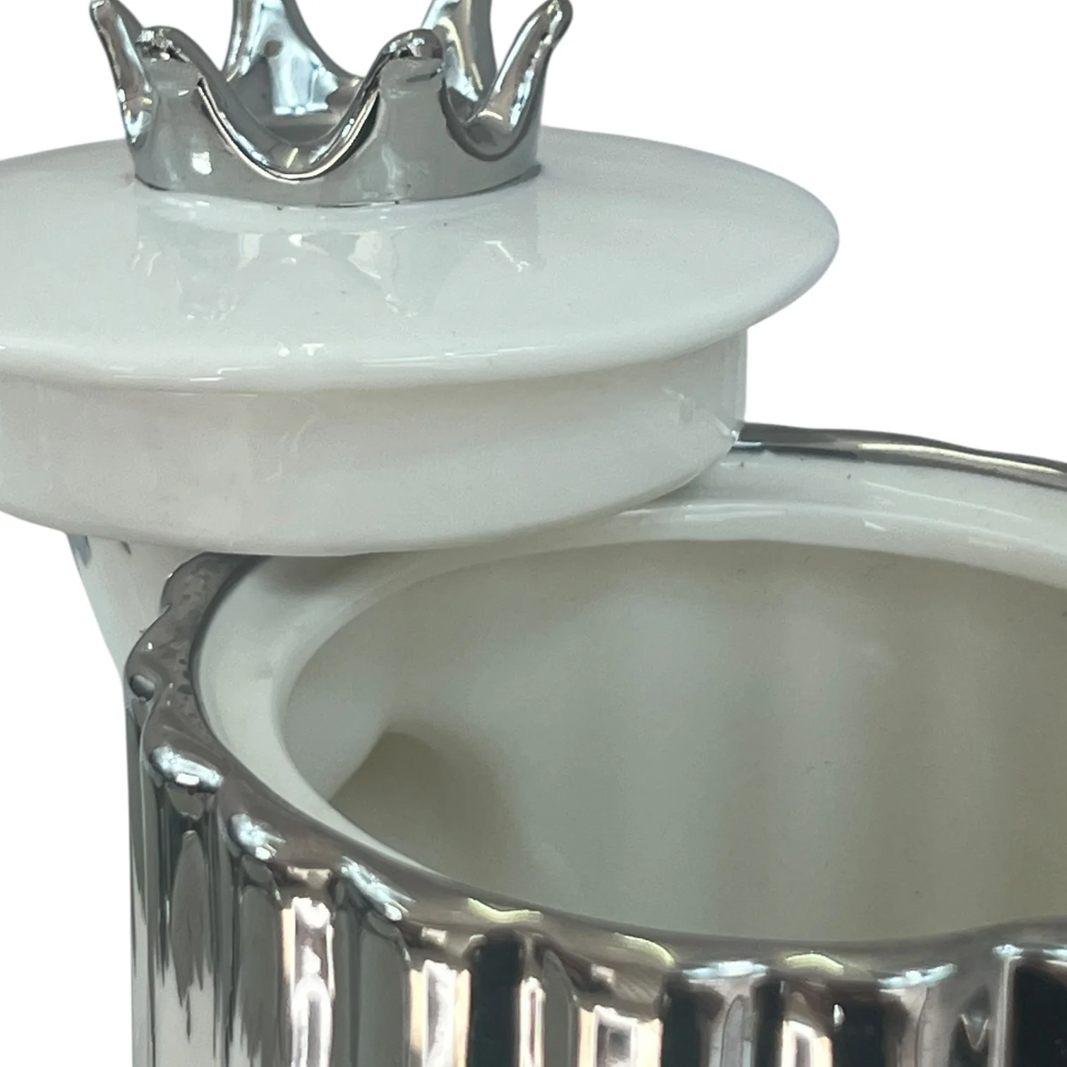 Set de Tetera con 6 Tazas y Bandeja Decorativa – Porcelana con Detalles Plateados - Image 4