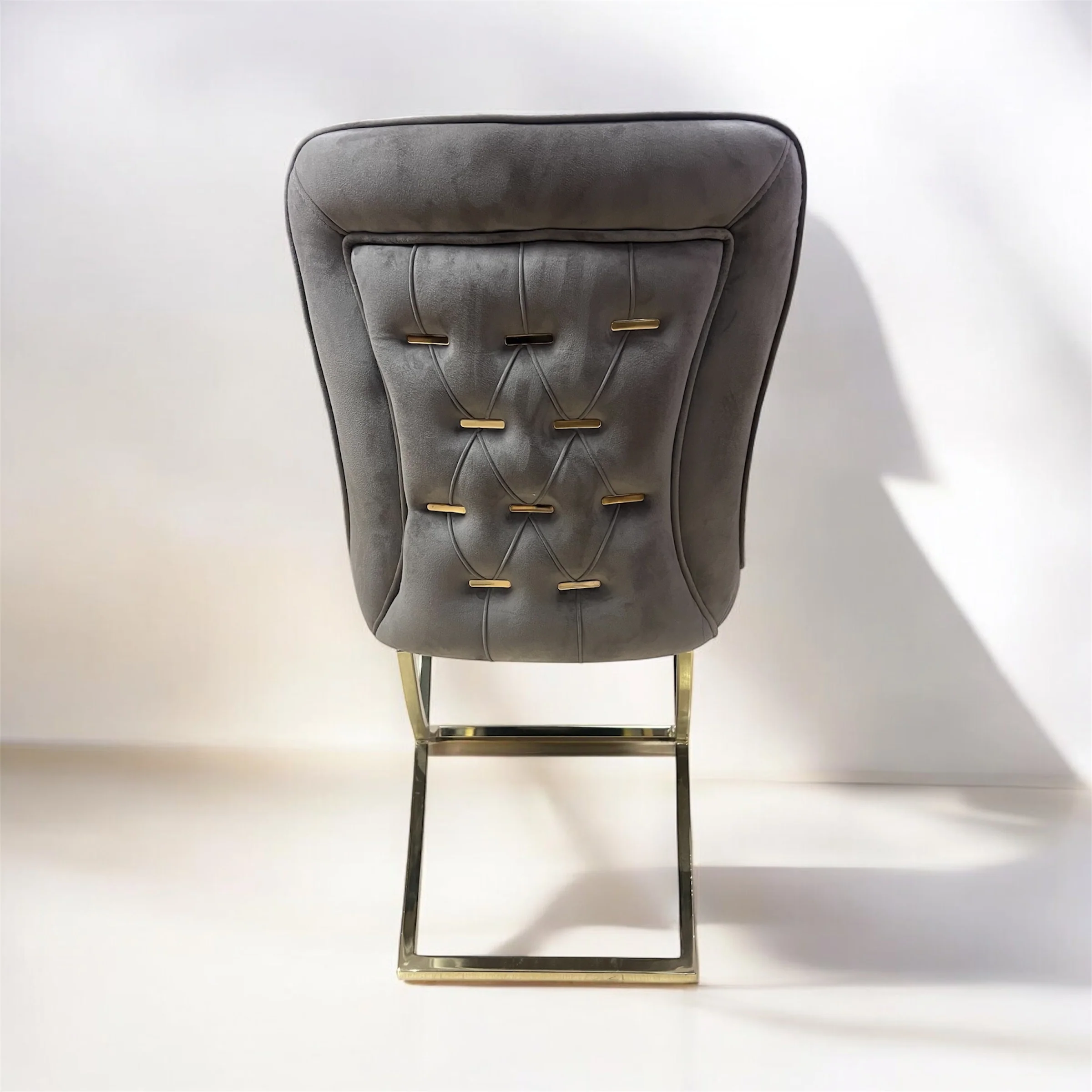 Silla terciopelo para comedor CLOWER008 marrón dorado, pata se metal dorado - Image 3