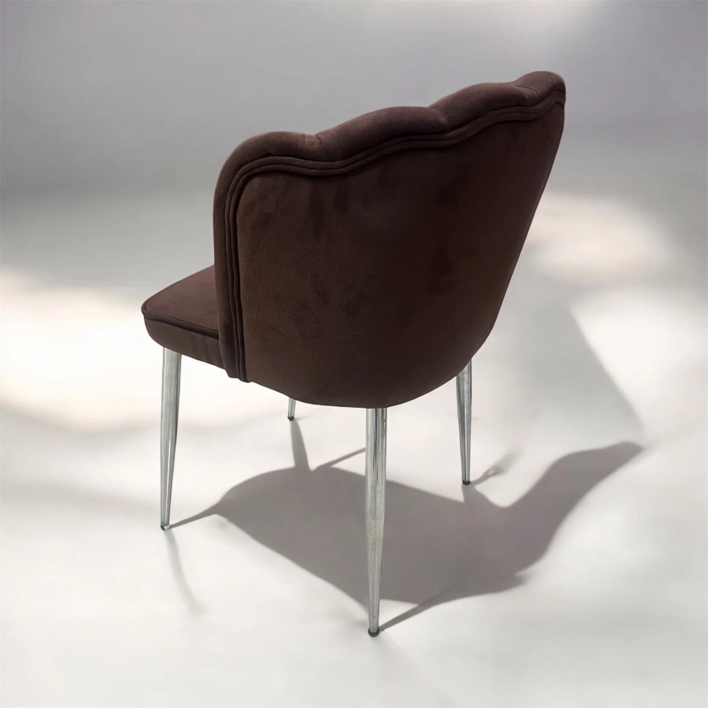 Silla terciopelo MARRON, metal plateado - Image 2
