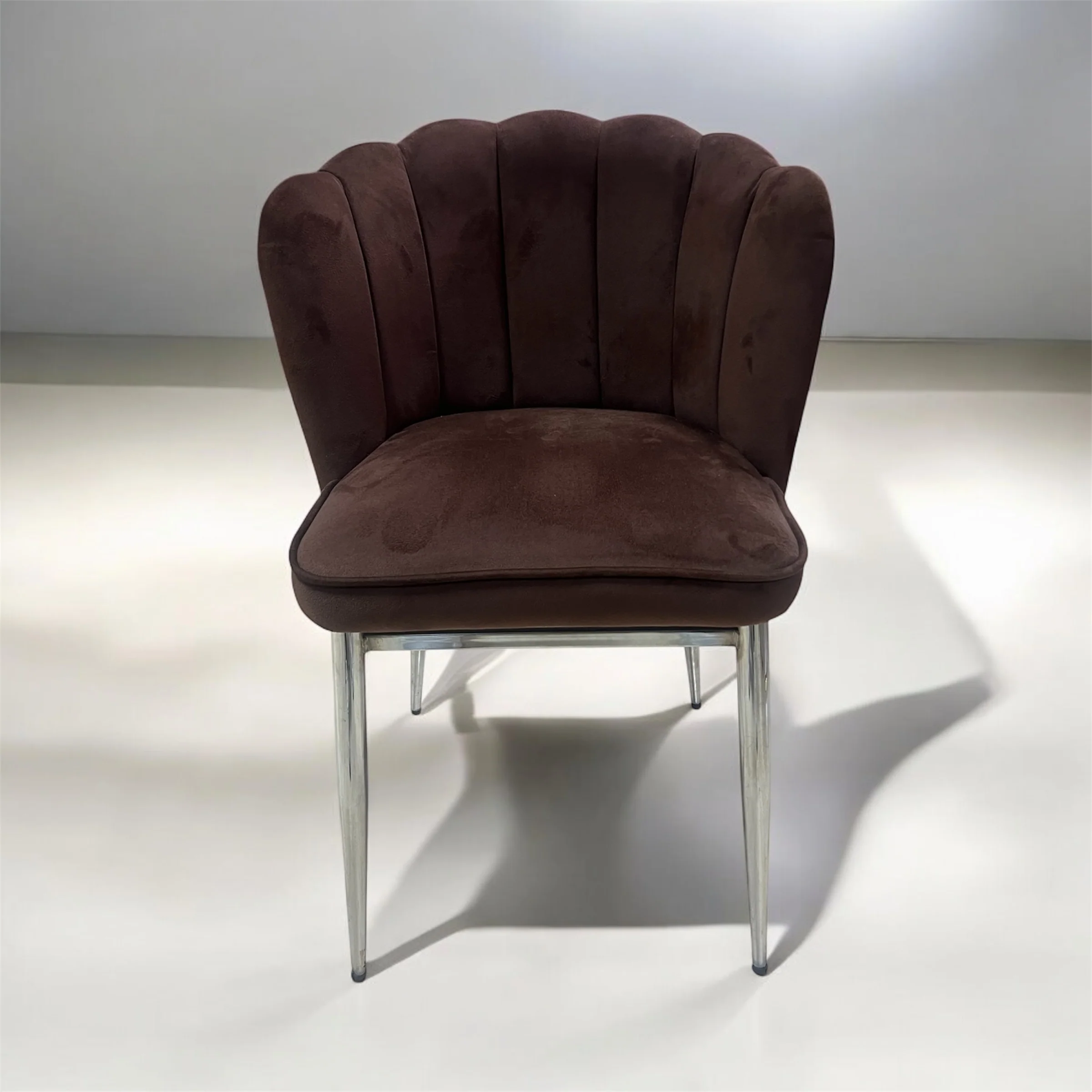 Silla terciopelo MARRON, metal plateado - Image 3