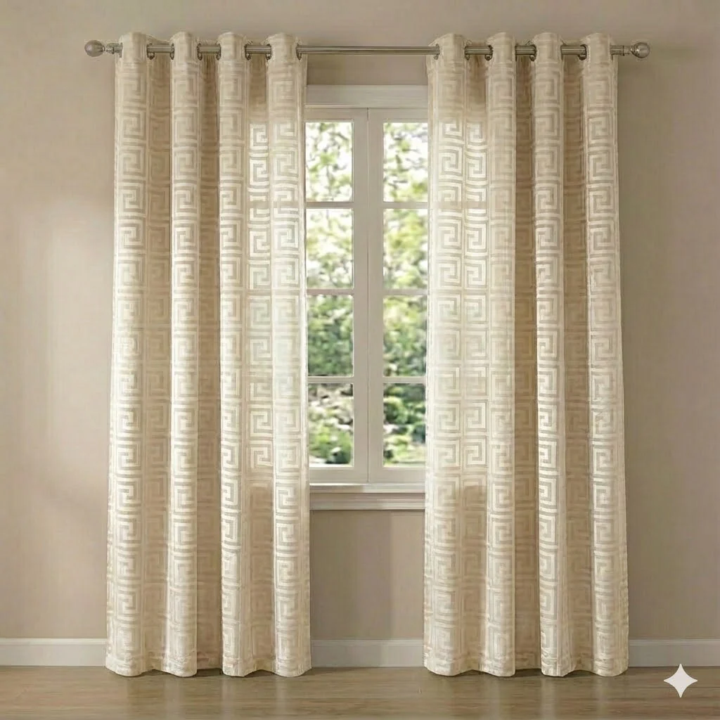 CORTINA MODELO VERSACE TRANSLÚCIDO 140 X 260 CM - COLOR CREMA