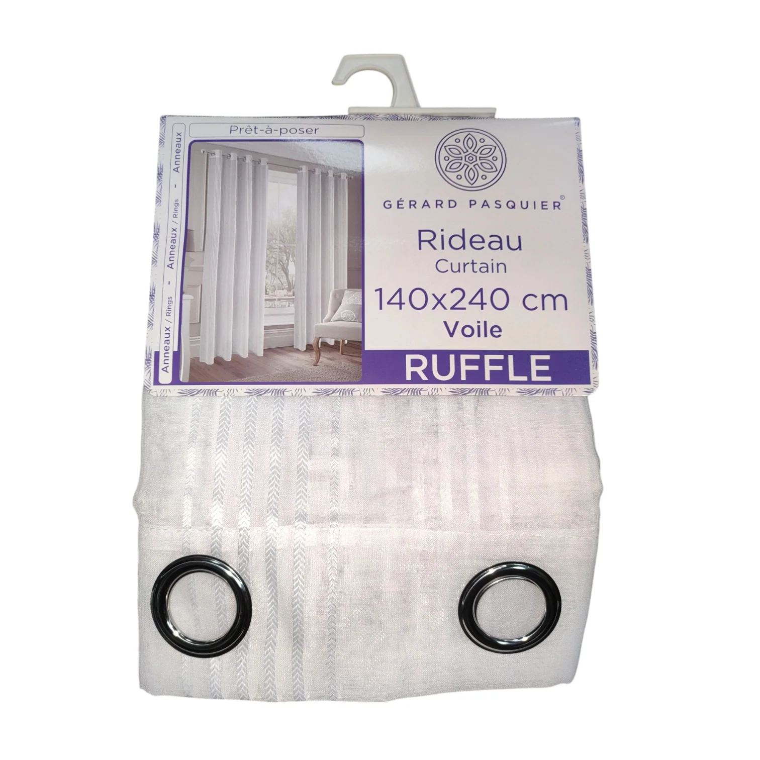 CORTINA VISILLO MODELO RUFFLE 140 X 240 CM - COLOR BLANCO (ANILLAS) – GÉRARD PASQUIER - Image 3
