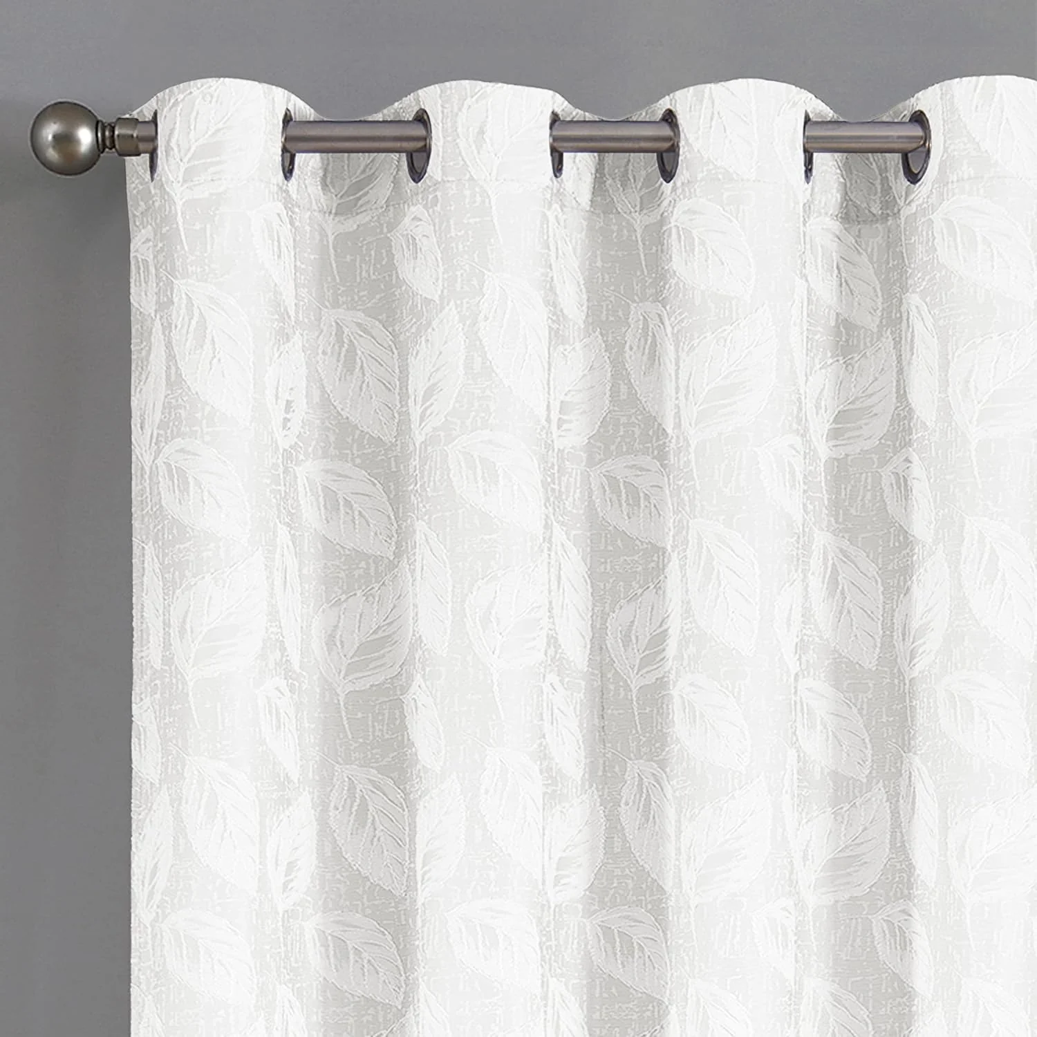 Cortinas Opacas de Poliéster Modelo Hojas 140x260cm - 1 Pieza, Elegantes y Modernas - Color Blanco - Image 6
