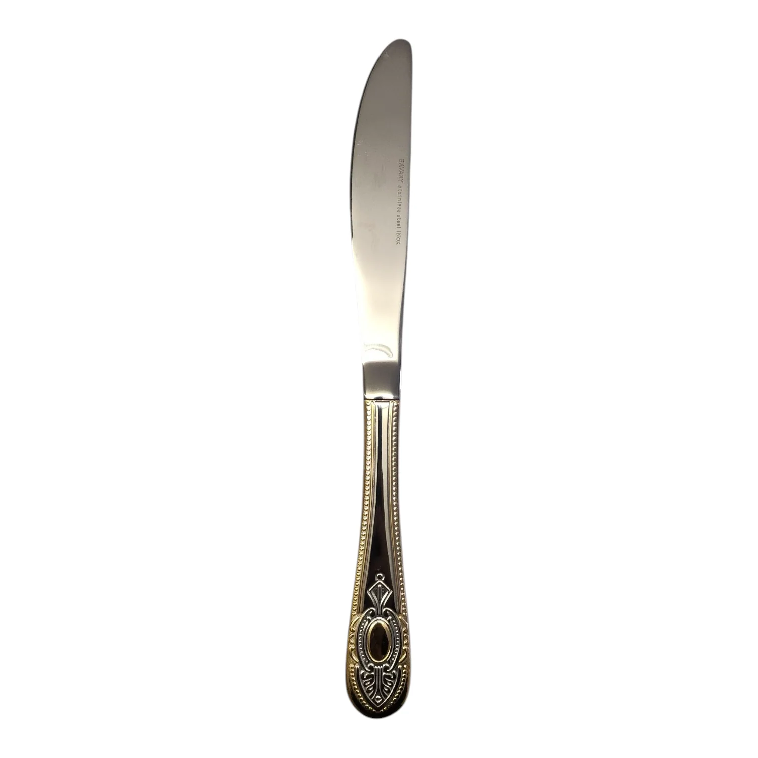 Set de 6 Cuchillos de Mesa – Acero Inoxidable con Grabado y Borde Dorado | Colección Clásica