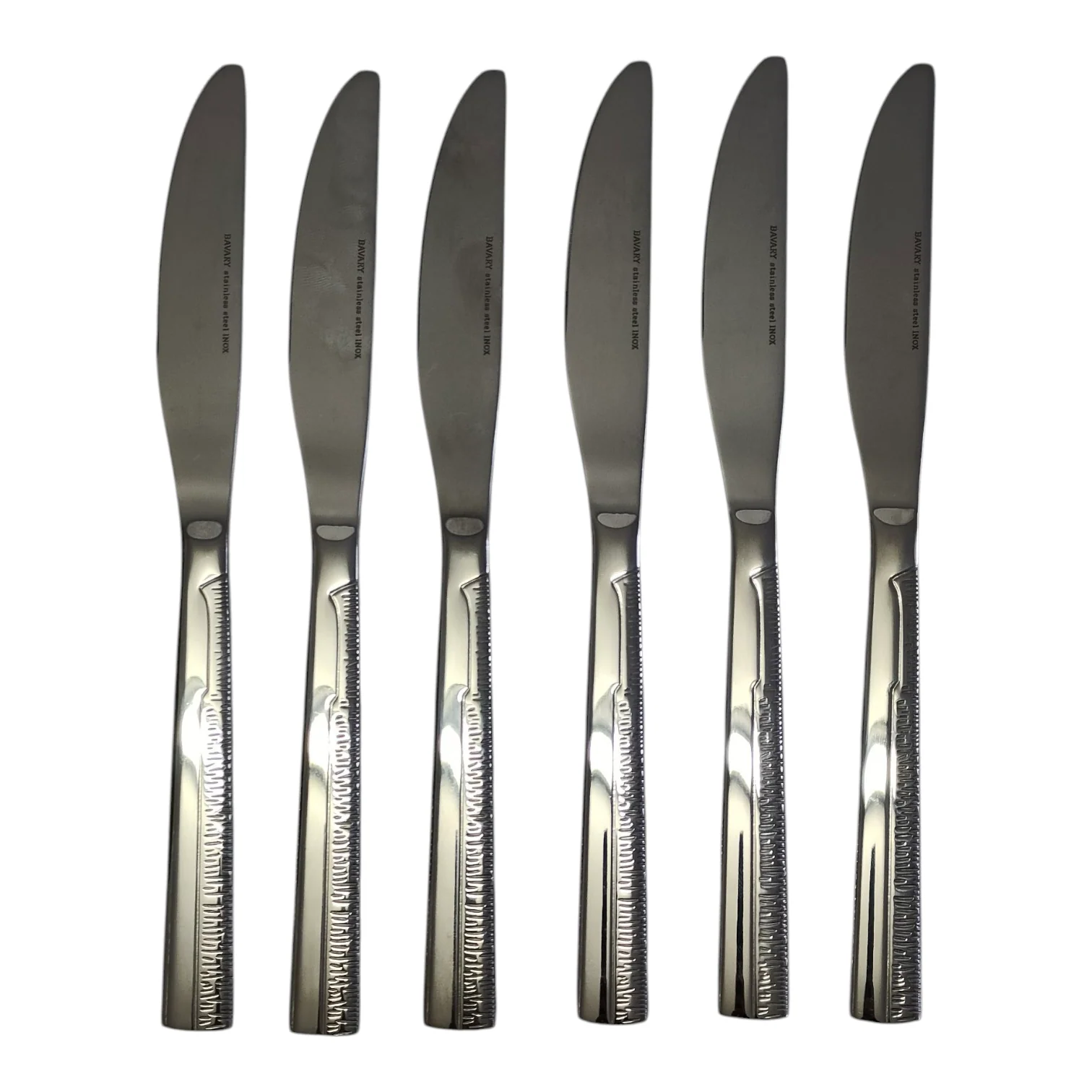 Set de 6 Cuchillos de Mesa – Acero Inoxidable con Mango Texturizado | Acabado Espejo - Image 2
